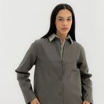 Leather Jacket Grey - AB ESSENTIALS