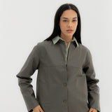 Leather Jacket Grey - AB ESSENTIALS