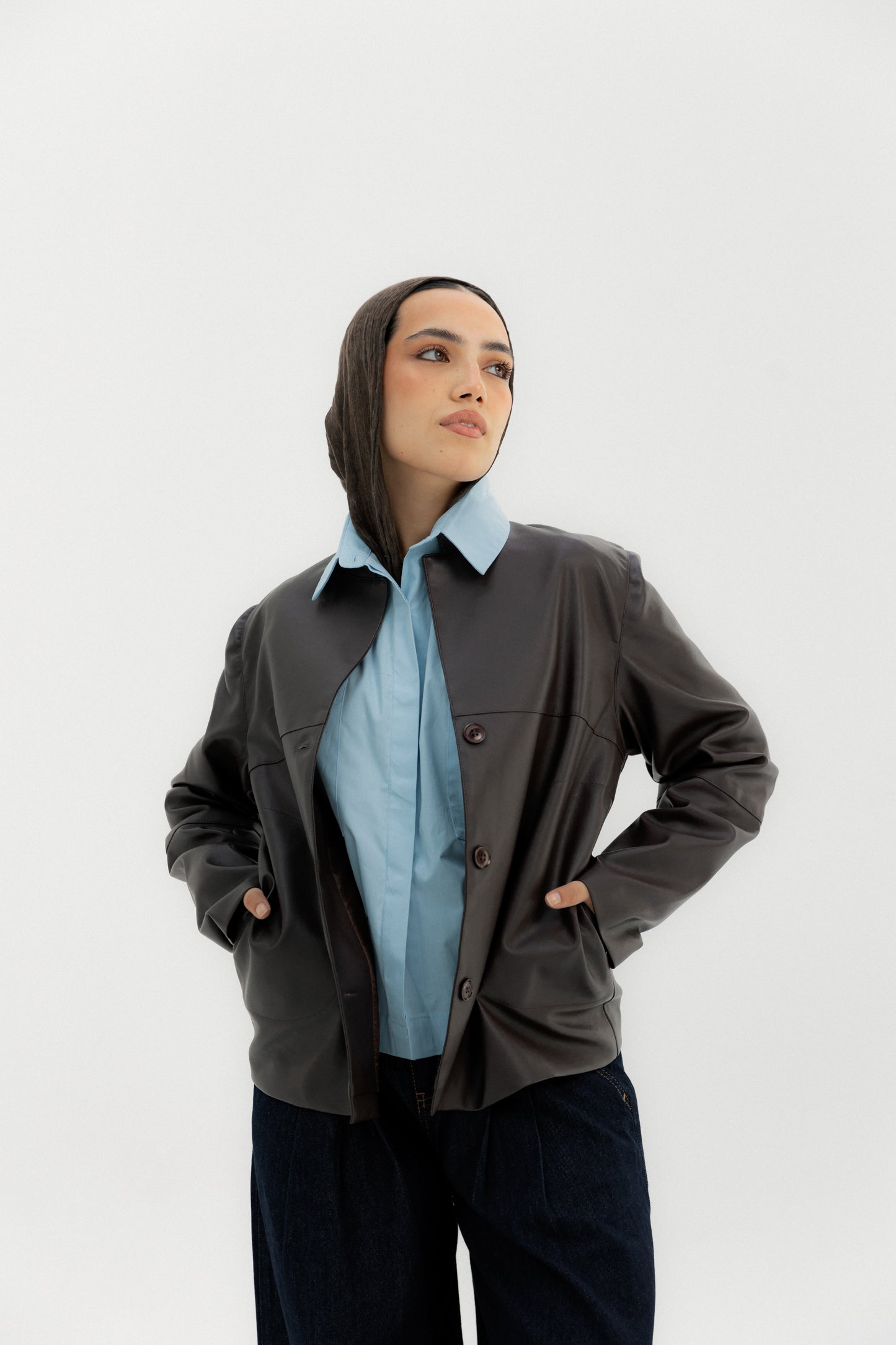 Leather Jacket Maroon - AB ESSENTIALS