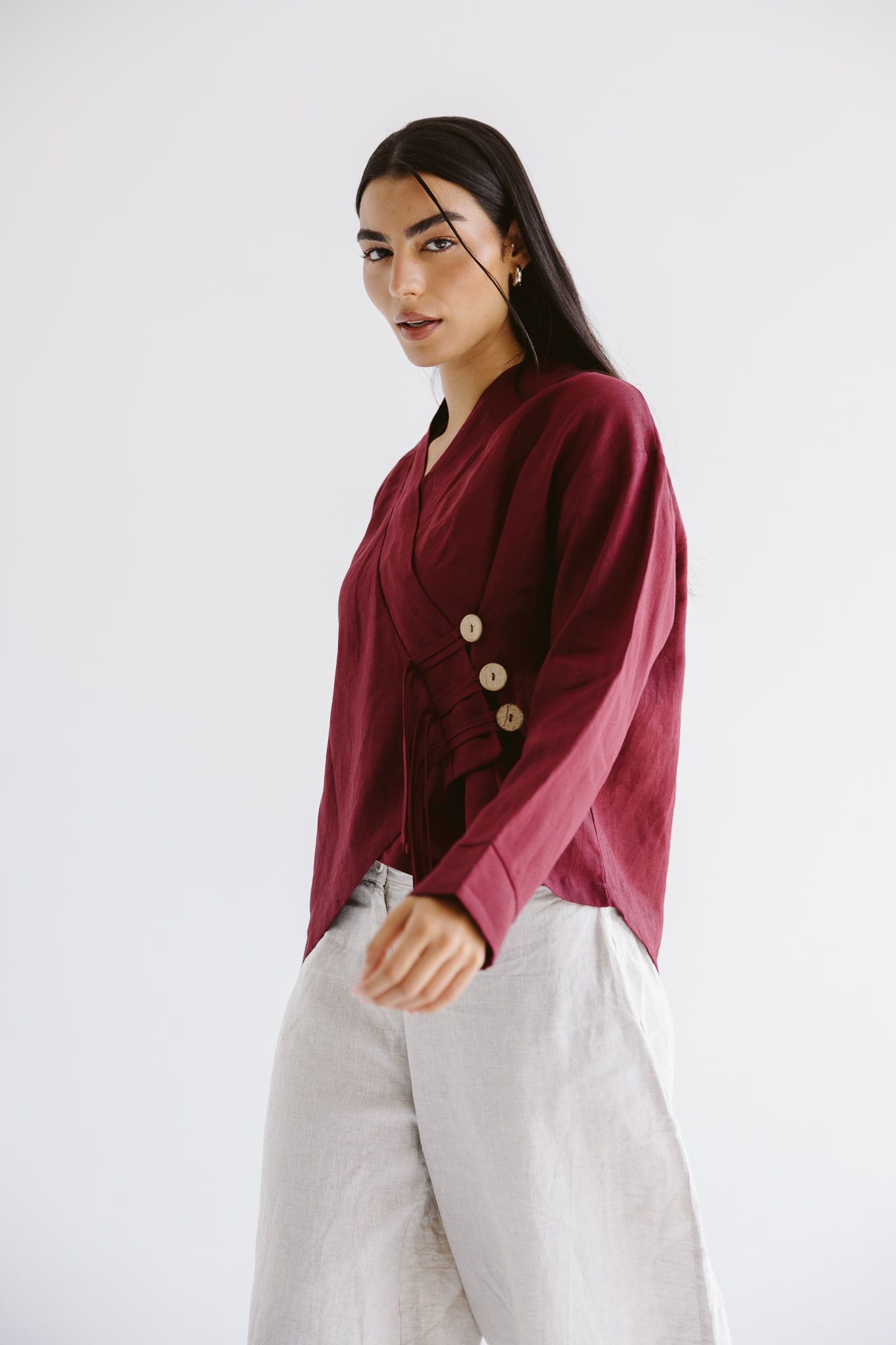Linen Air Top Burgundy - AB ESSENTIALS