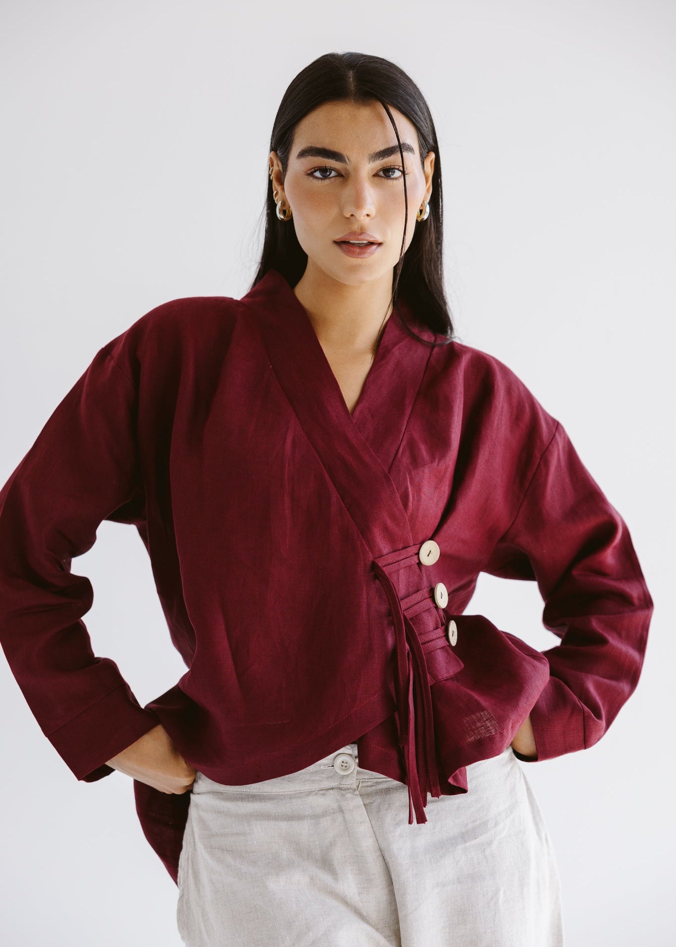 Linen Air Top Burgundy - AB ESSENTIALS