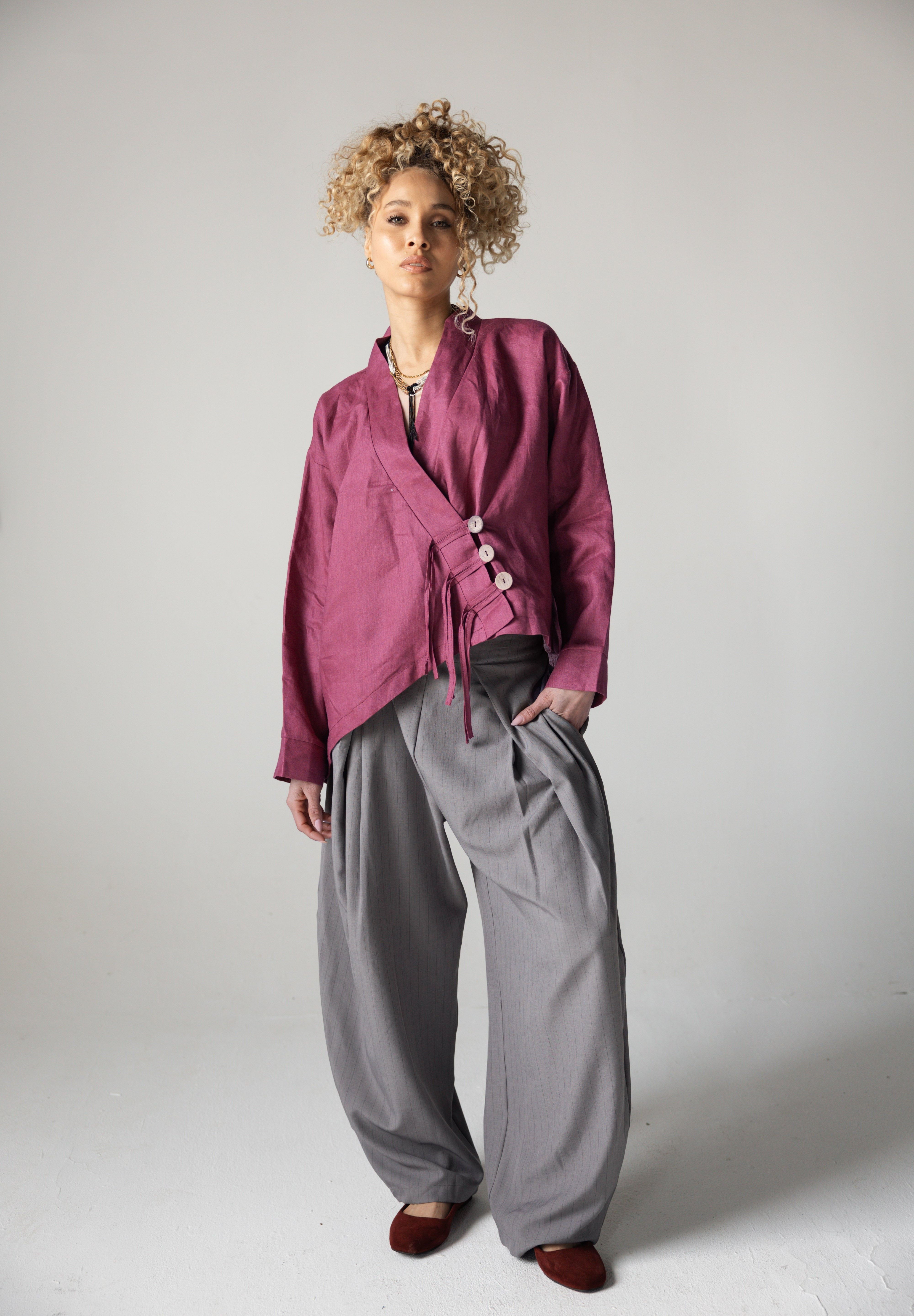 Linen Air Top Burgundy - AB ESSENTIALS
