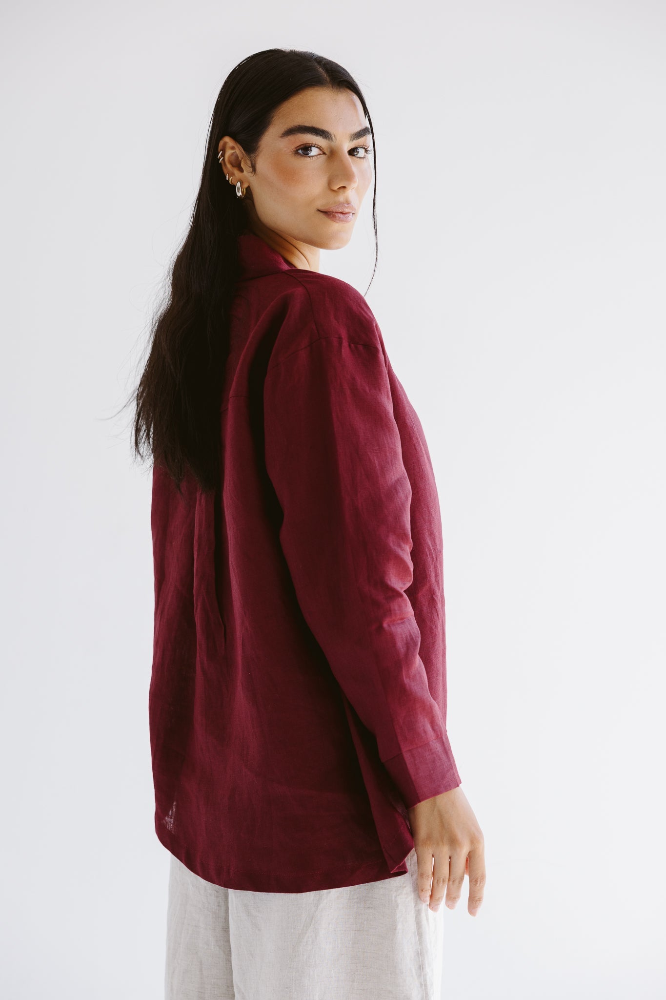 Linen Air Top Burgundy - AB ESSENTIALS