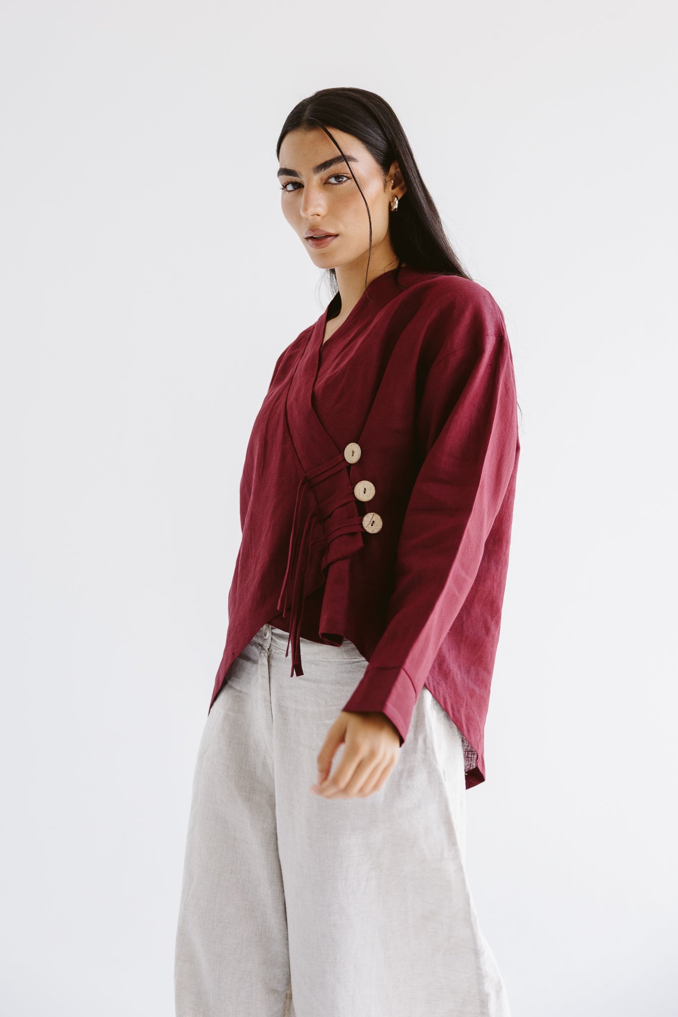 Linen Air Top Burgundy - AB ESSENTIALS