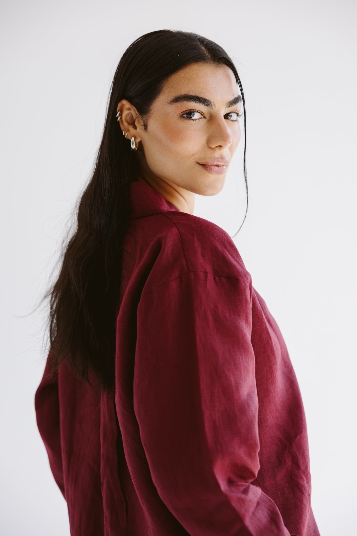 Linen Air Top Burgundy - AB ESSENTIALS