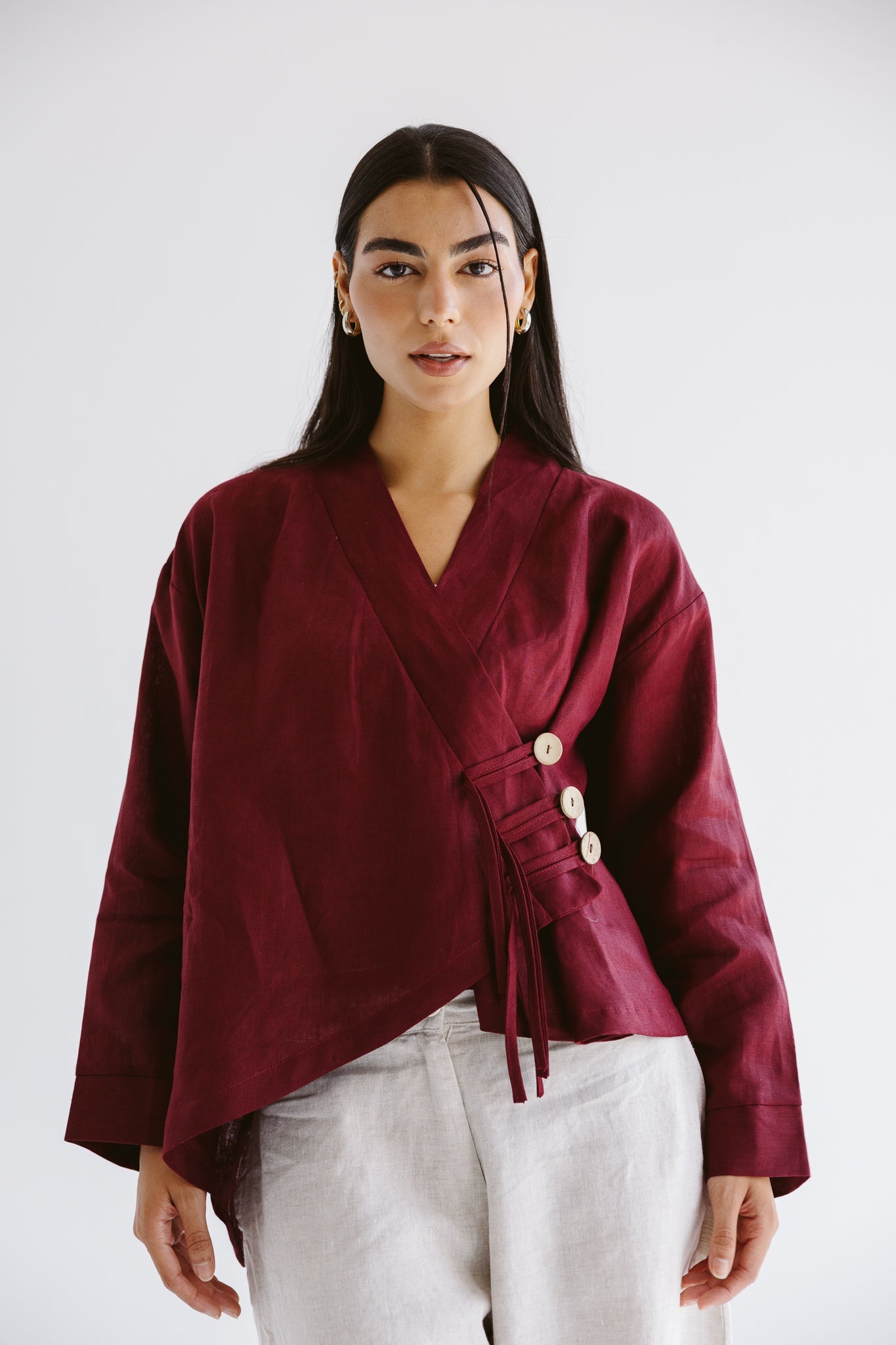 Linen Air Top Burgundy - AB ESSENTIALS