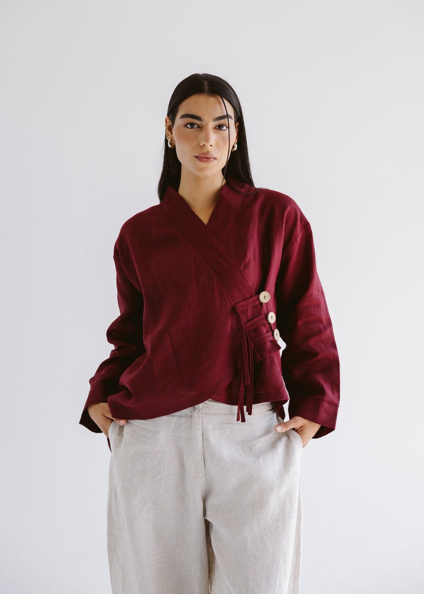 Linen Air Top Burgundy - AB ESSENTIALS