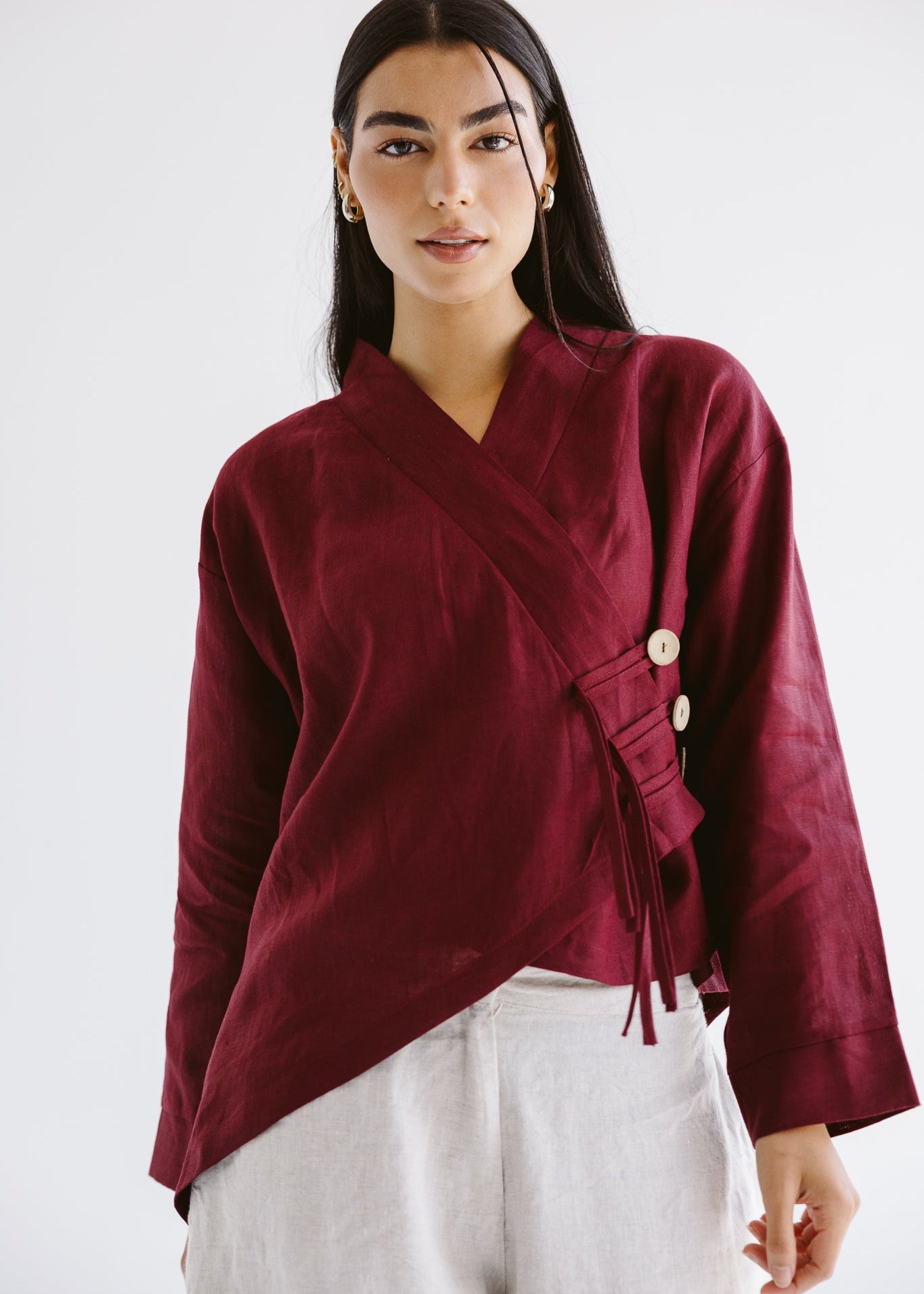Linen Air Top Burgundy - AB ESSENTIALS