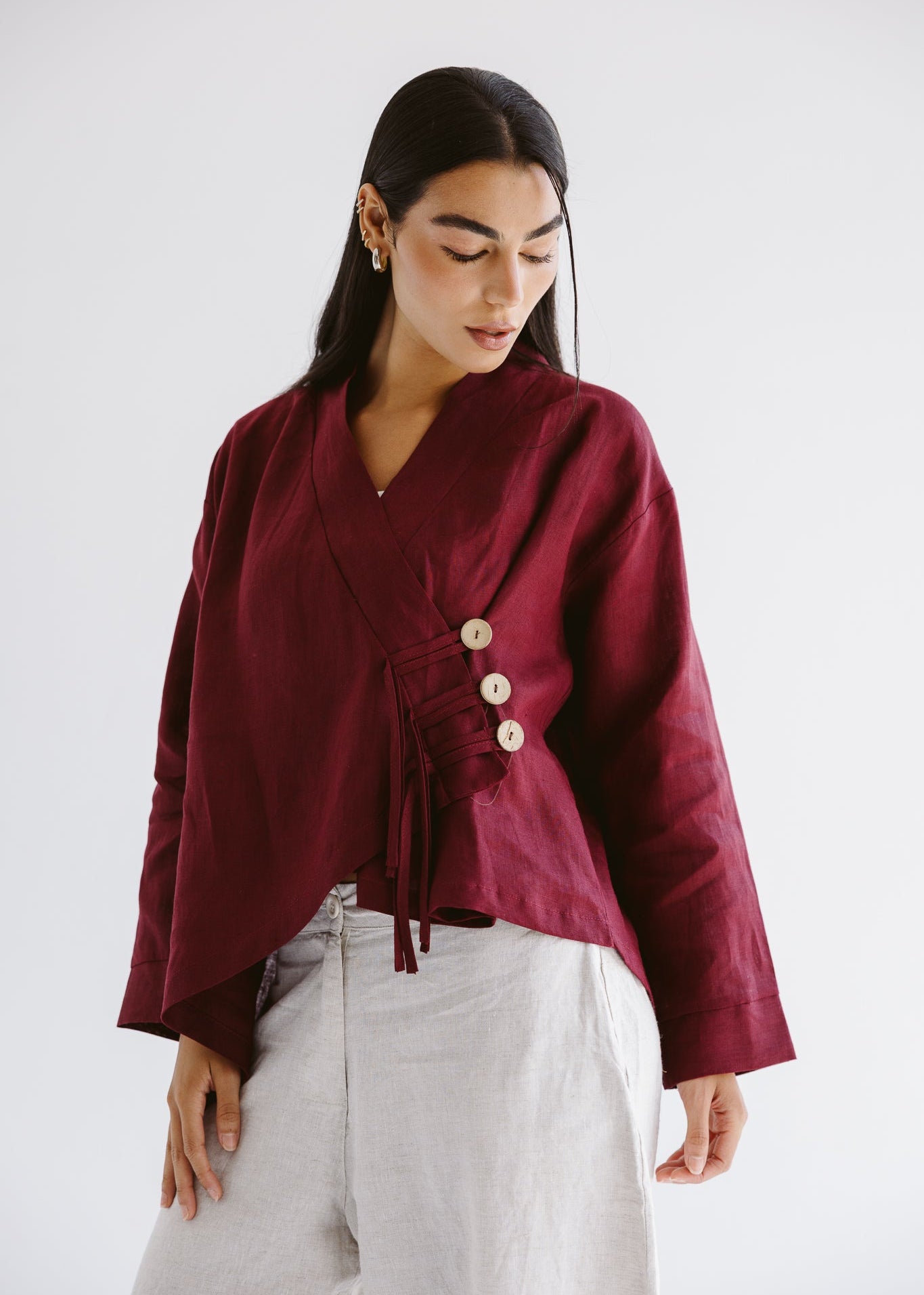 Linen Air Top Burgundy - AB ESSENTIALS