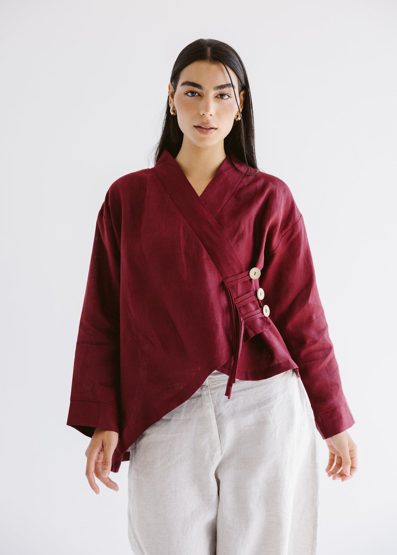 Linen Air Top Burgundy - AB ESSENTIALS