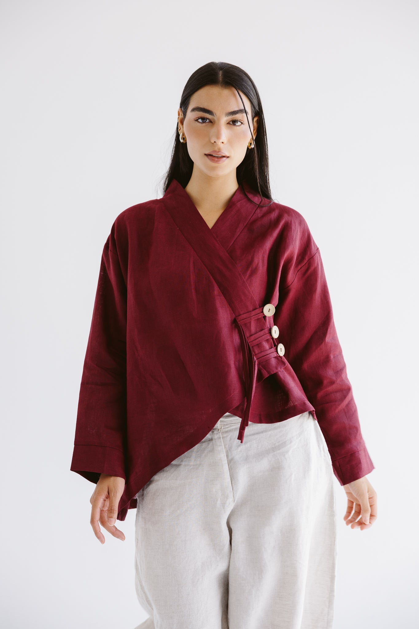 Linen Air Top Burgundy - AB ESSENTIALS