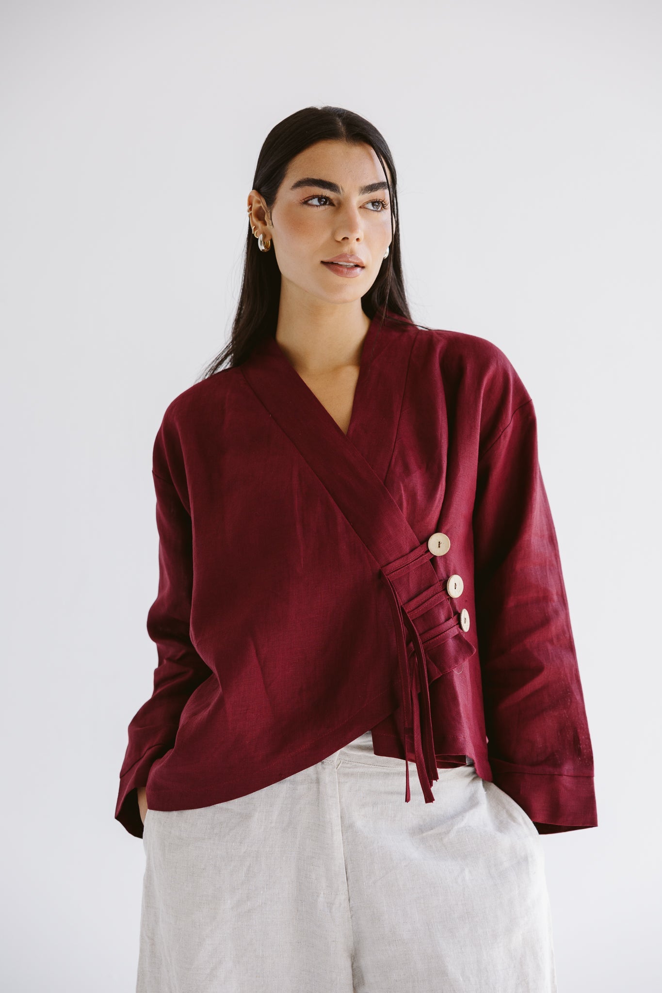 Linen Air Top Burgundy - AB ESSENTIALS