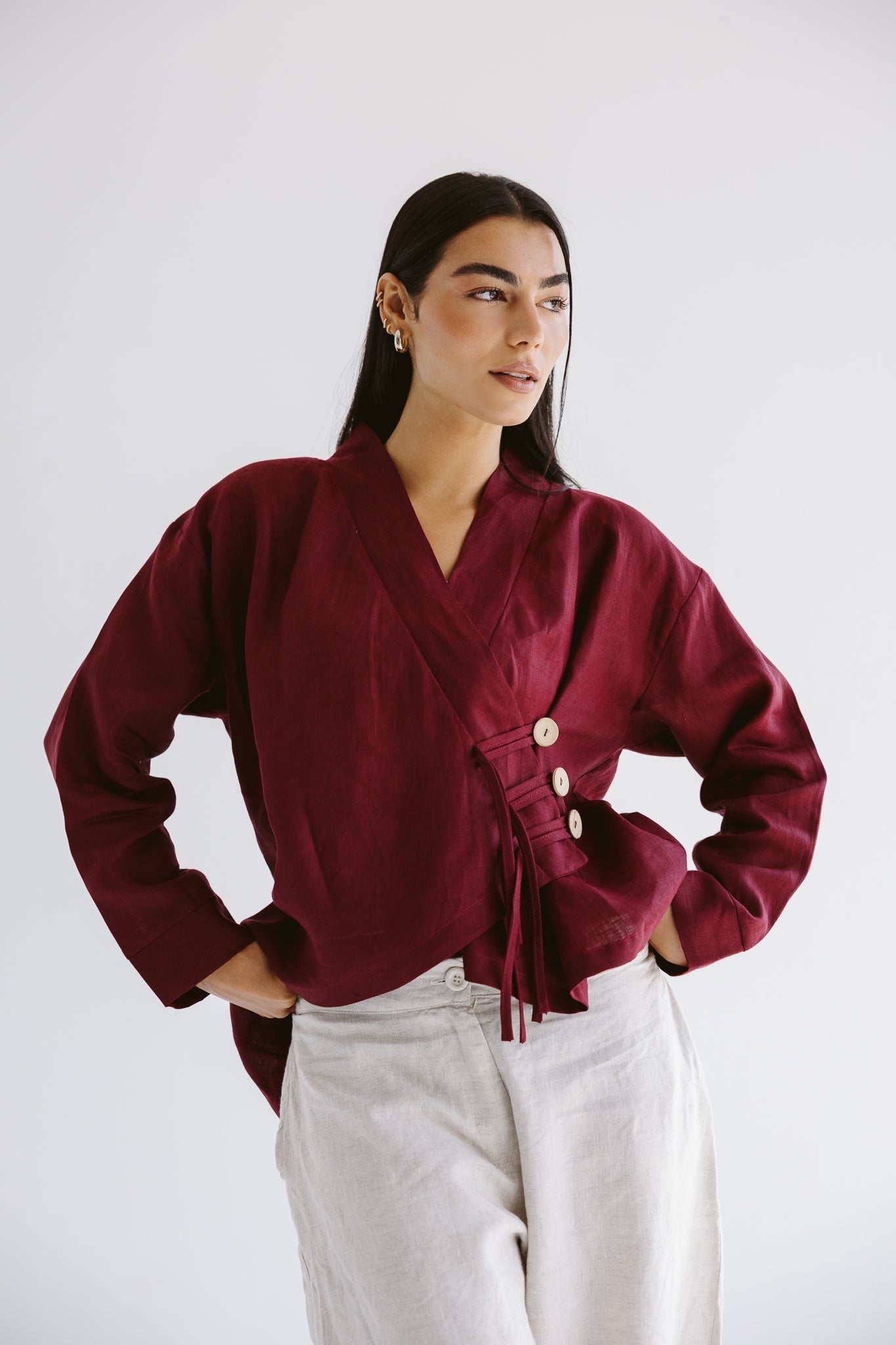 Linen Air Top Burgundy - AB ESSENTIALS