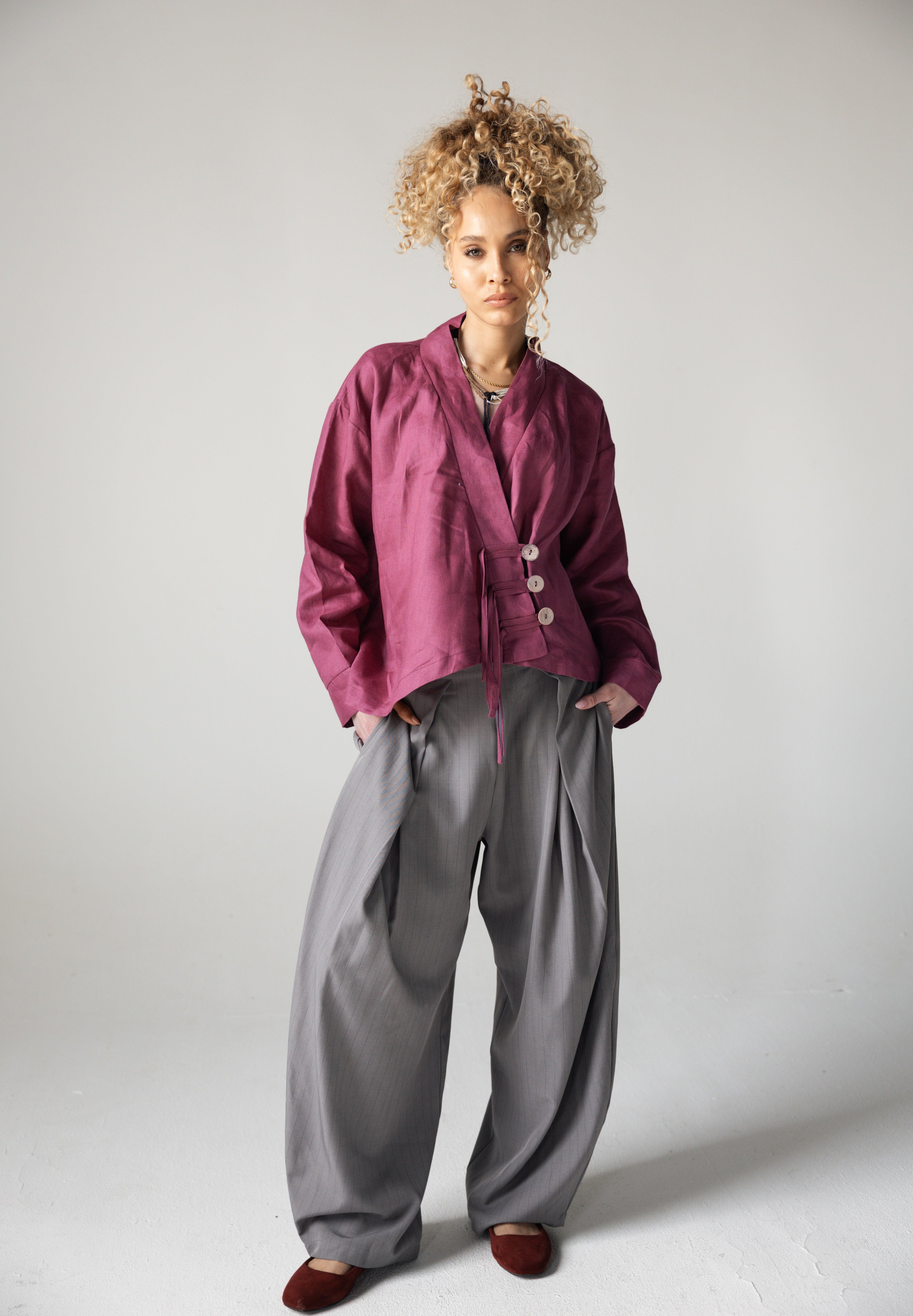 Linen Air Top Burgundy - AB ESSENTIALS
