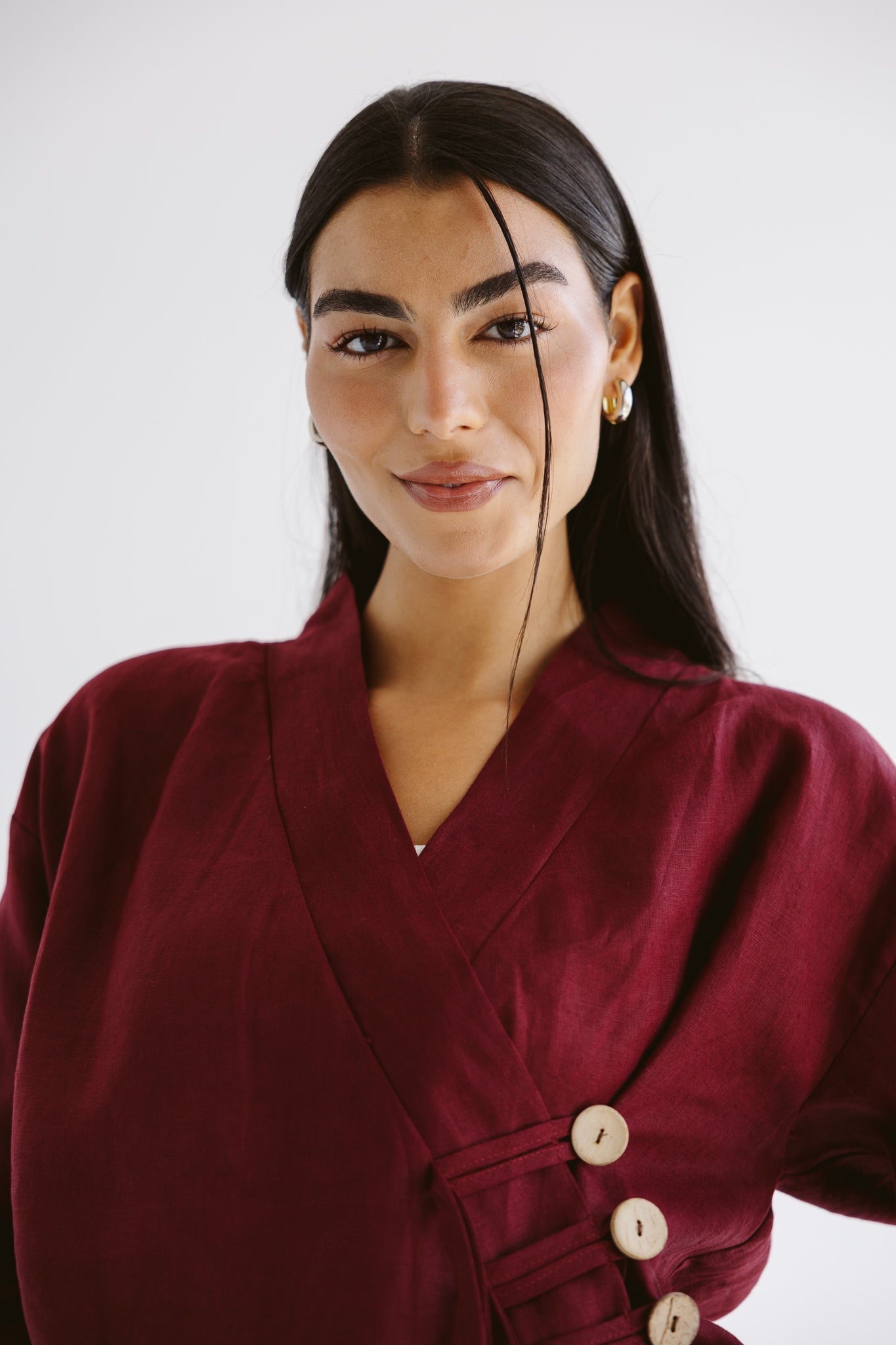 Linen Air Top Burgundy - AB ESSENTIALS