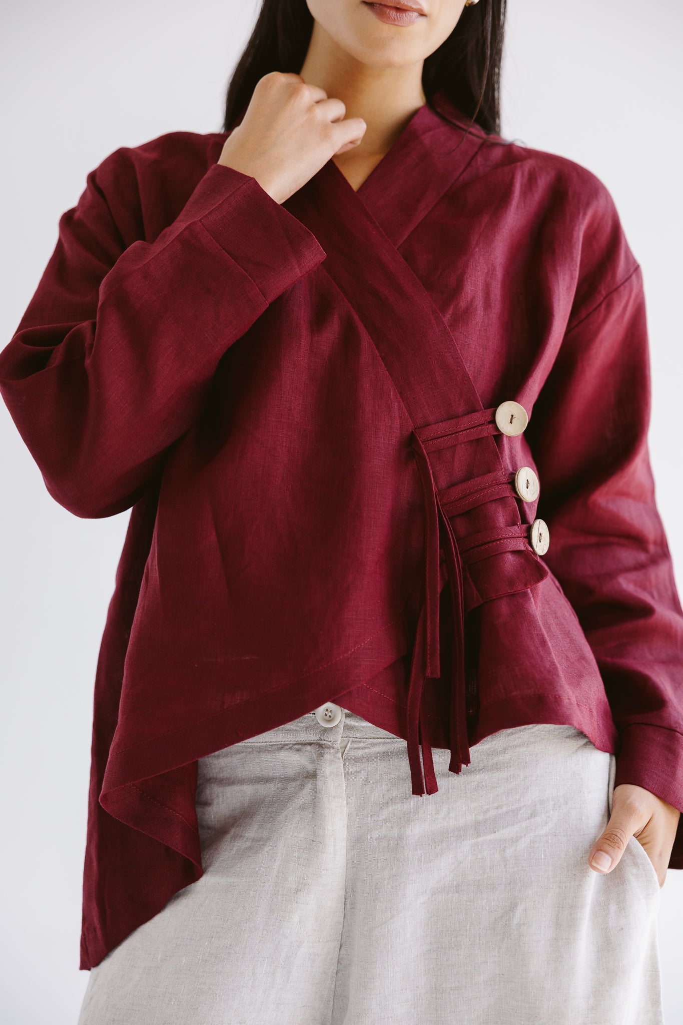 Linen Air Top Burgundy - AB ESSENTIALS