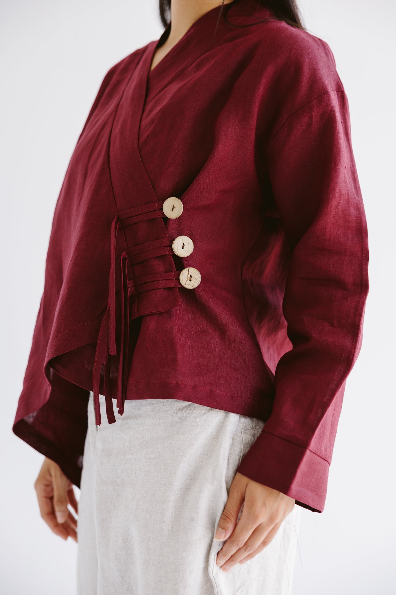 Linen Air Top Burgundy - AB ESSENTIALS