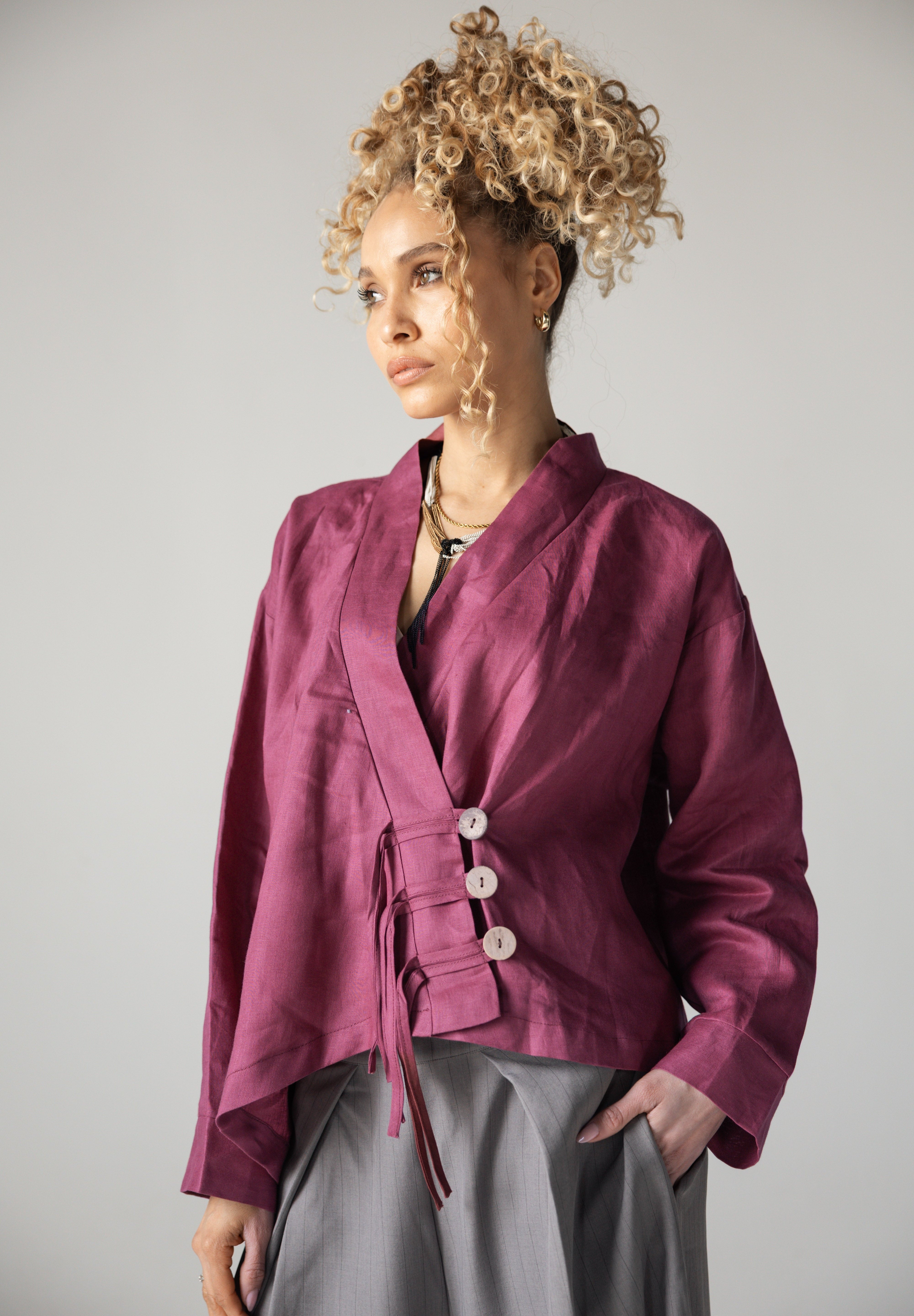 Linen Air Top Burgundy - AB ESSENTIALS