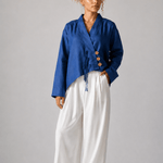Linen Air Top Navy - AB ESSENTIALS