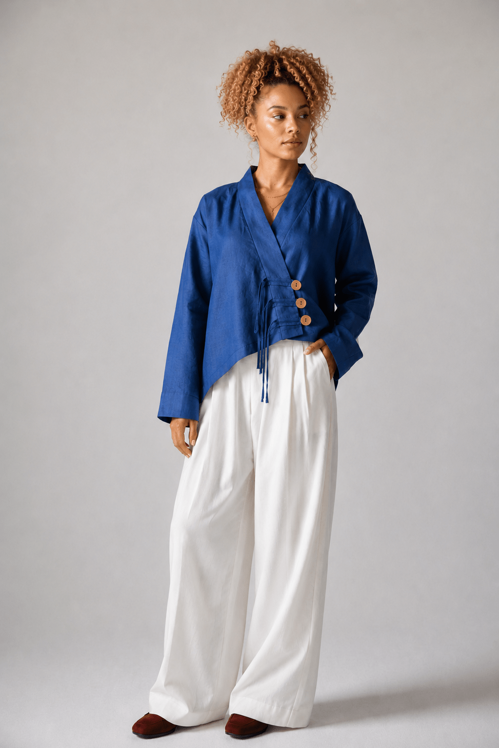 Linen Air Top Navy - AB ESSENTIALS