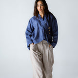 Linen Air Top Navy - AB ESSENTIALS