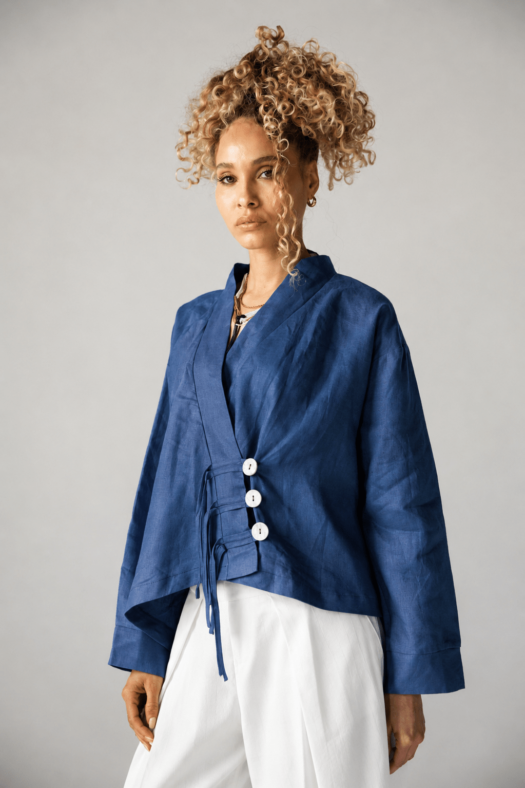 Linen Air Top Navy - AB ESSENTIALS