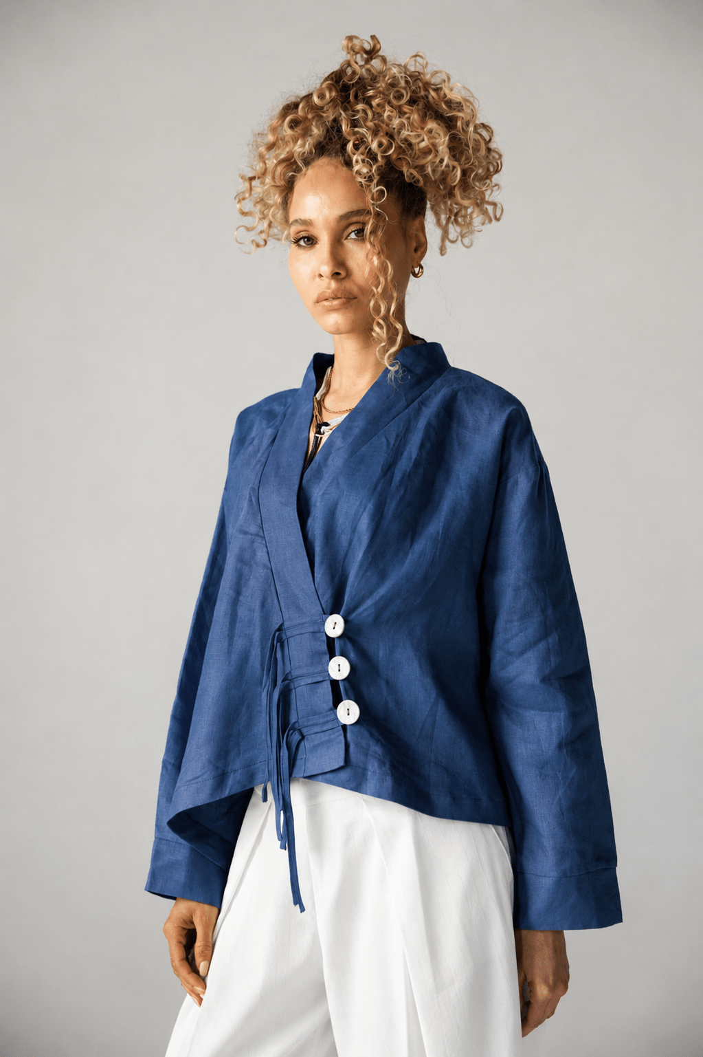 Linen Air Top Navy - AB ESSENTIALS