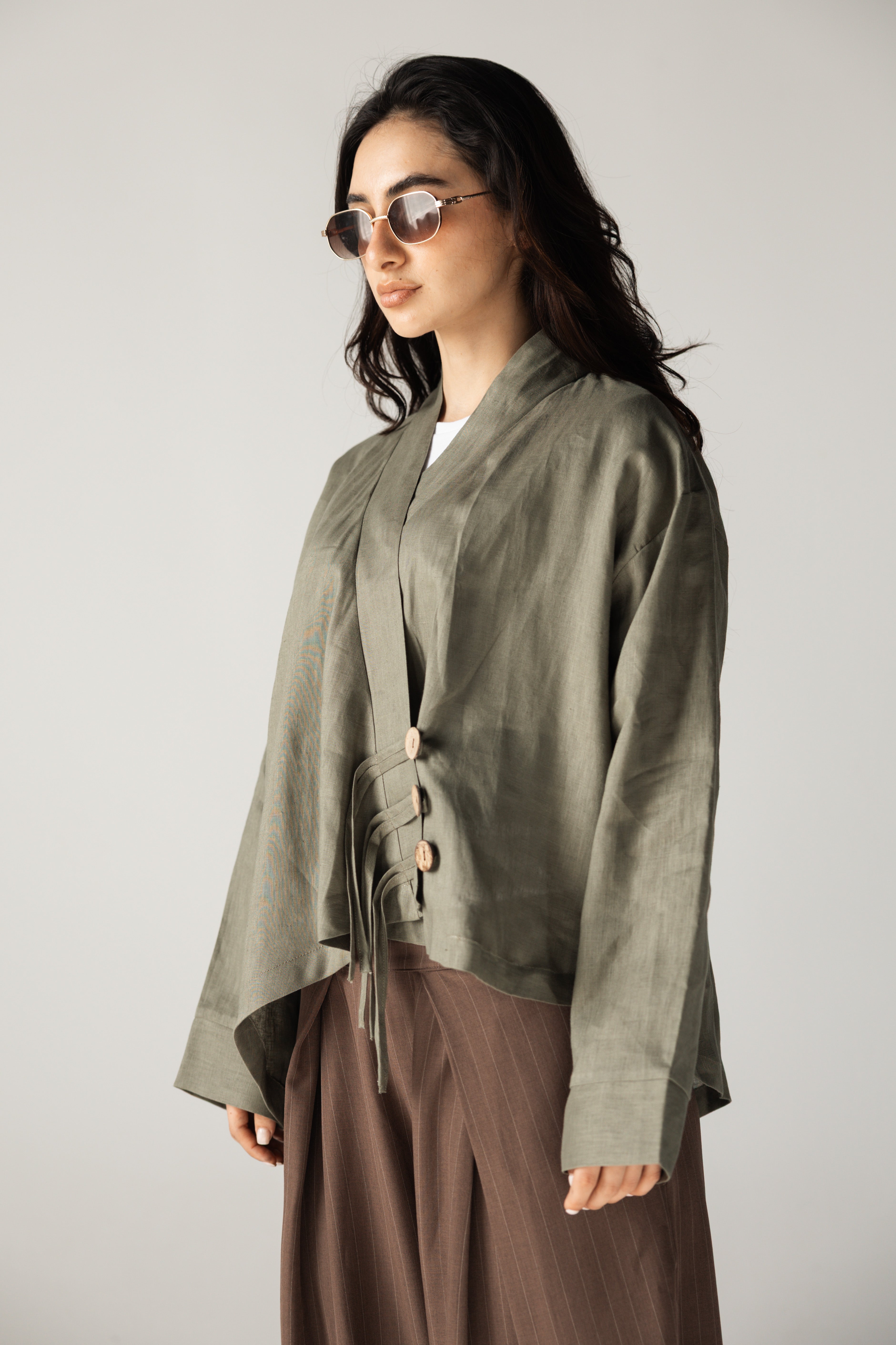 Linen Air Top Olive - AB ESSENTIALS