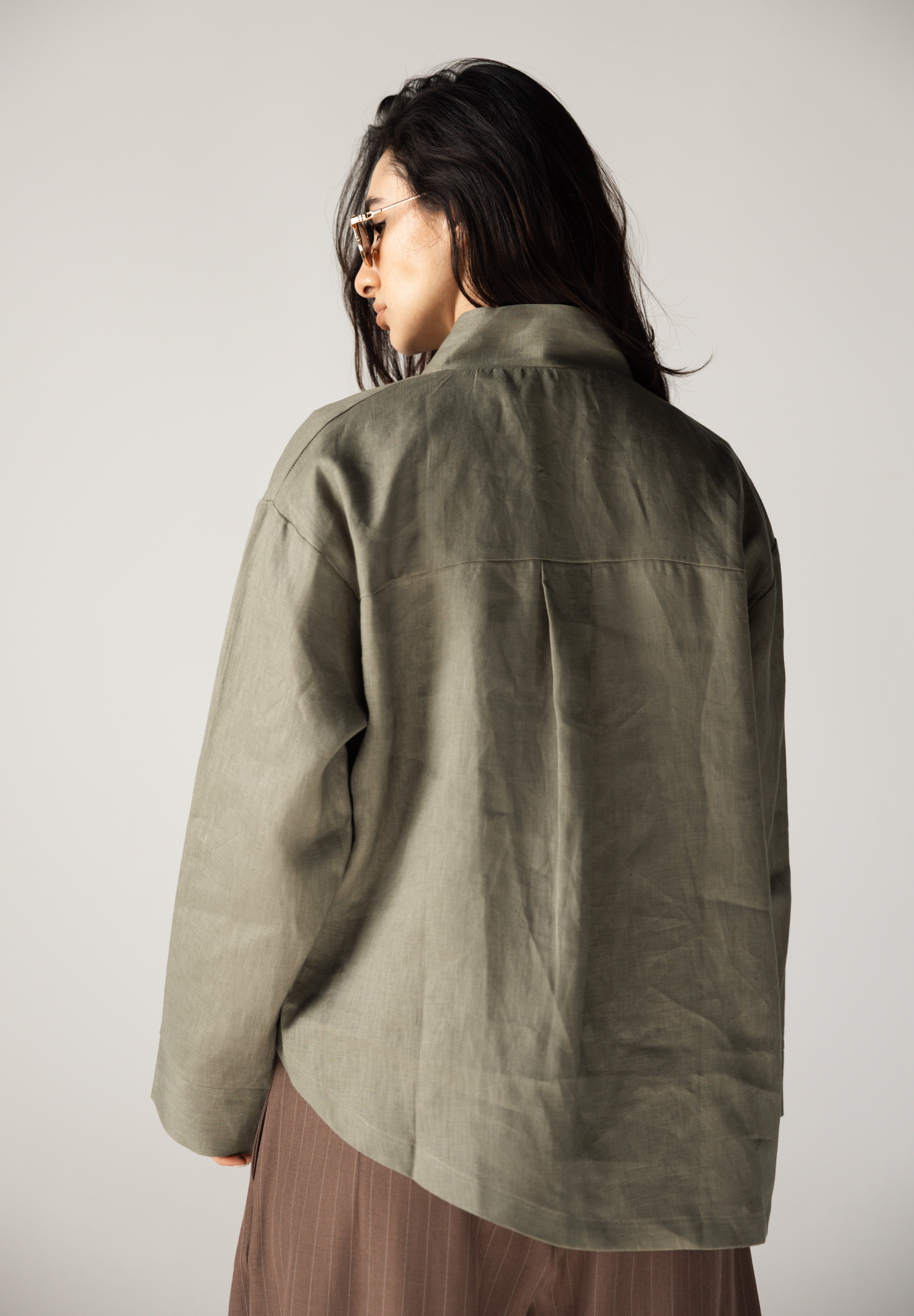 Linen Air Top Olive - AB ESSENTIALS