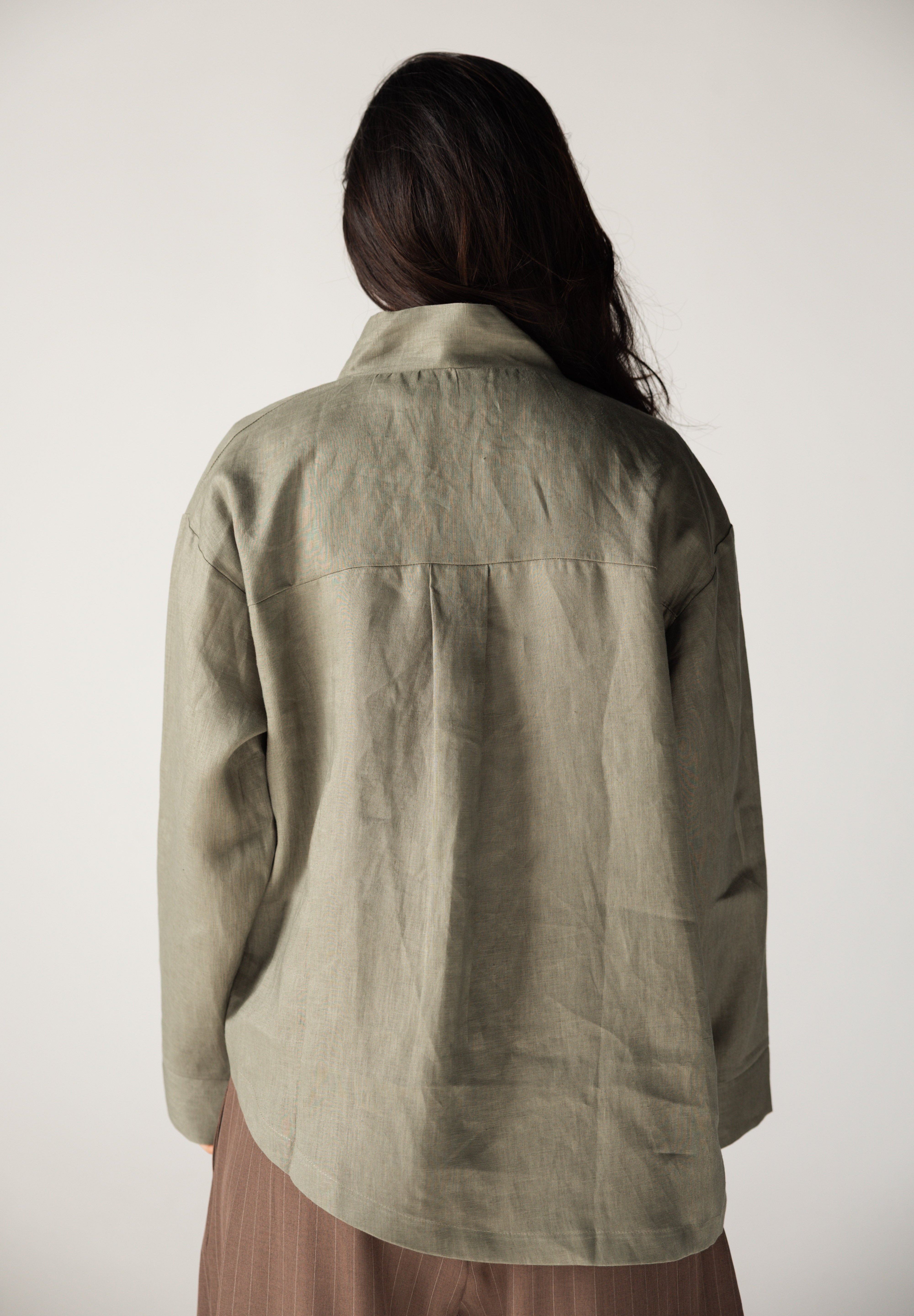 Linen Air Top Olive - AB ESSENTIALS
