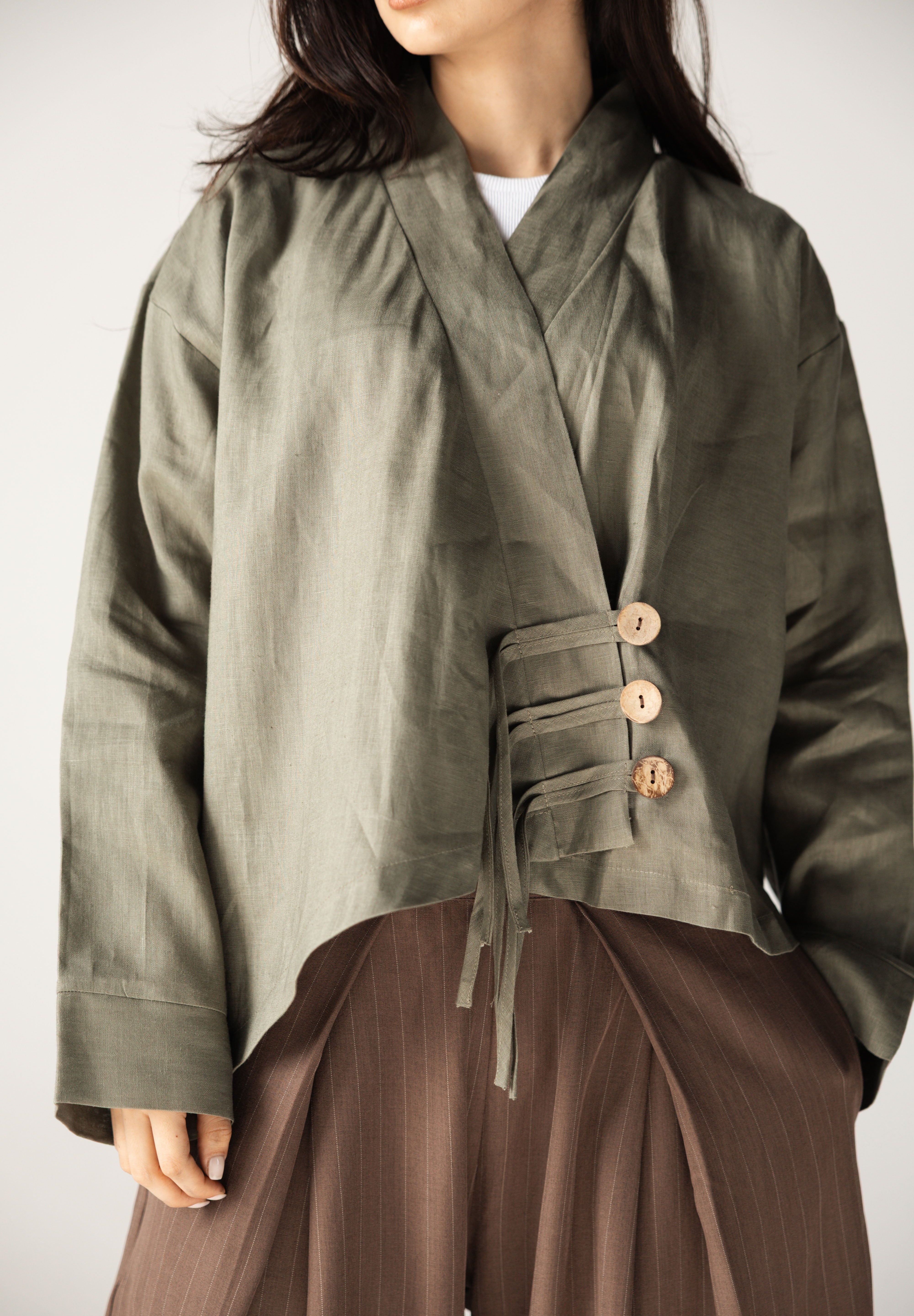 Linen Air Top Olive - AB ESSENTIALS