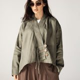 Linen Air Top Olive - AB ESSENTIALS