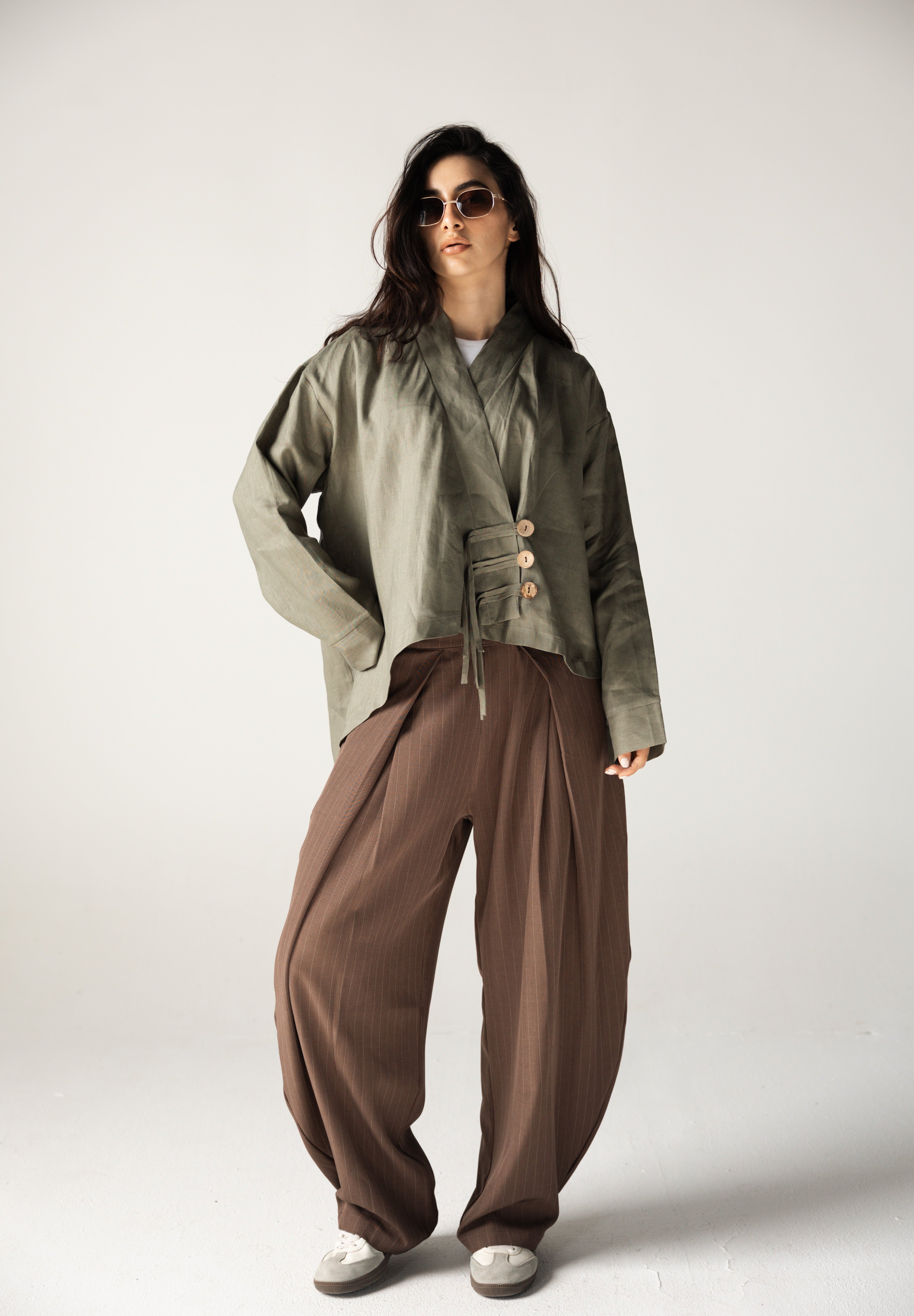 Linen Air Top Olive - AB ESSENTIALS
