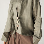 Linen Air Top Olive - AB ESSENTIALS