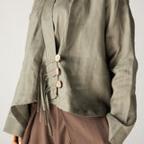 Linen Air Top Olive - AB ESSENTIALS