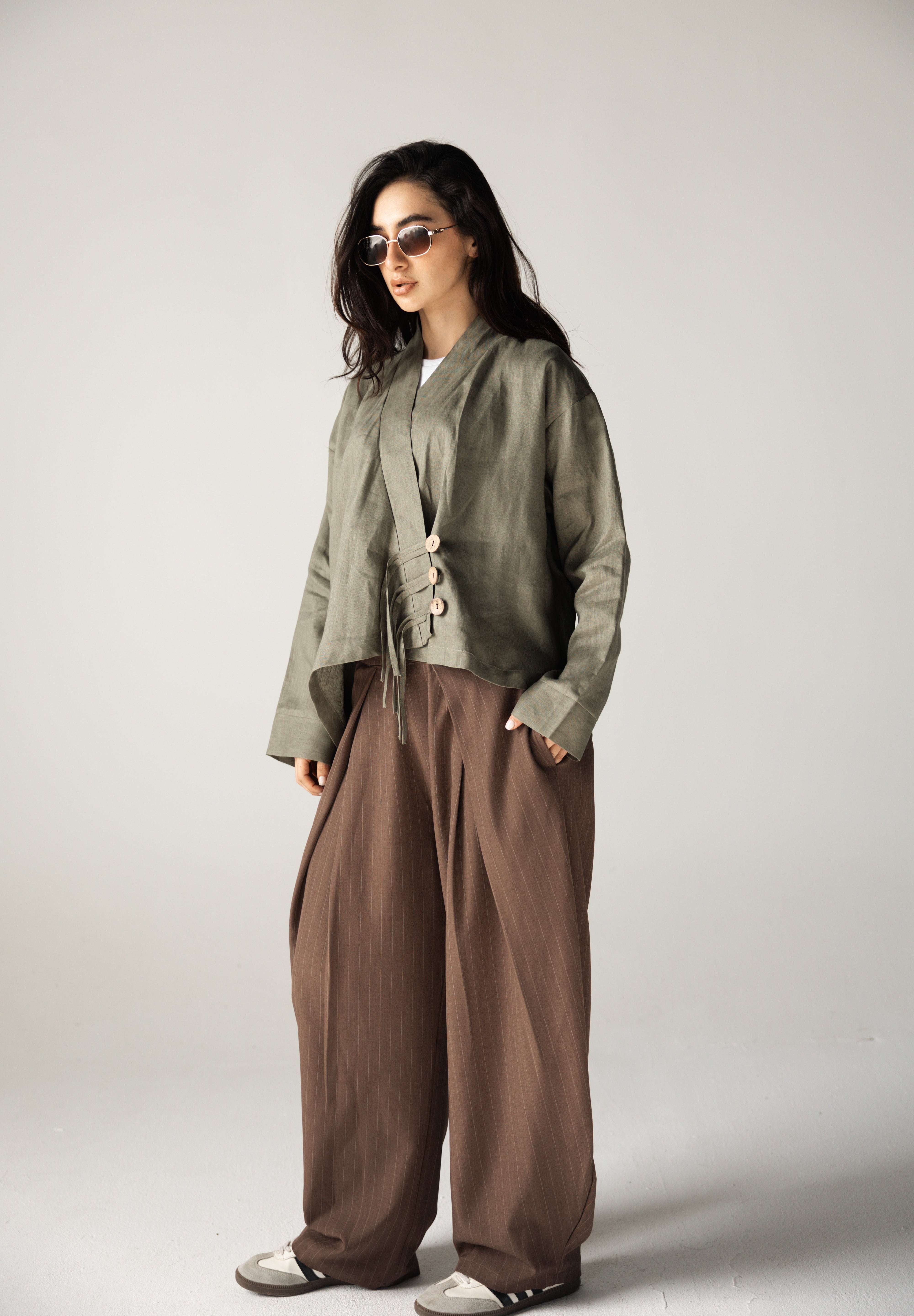 Linen Air Top Olive - AB ESSENTIALS