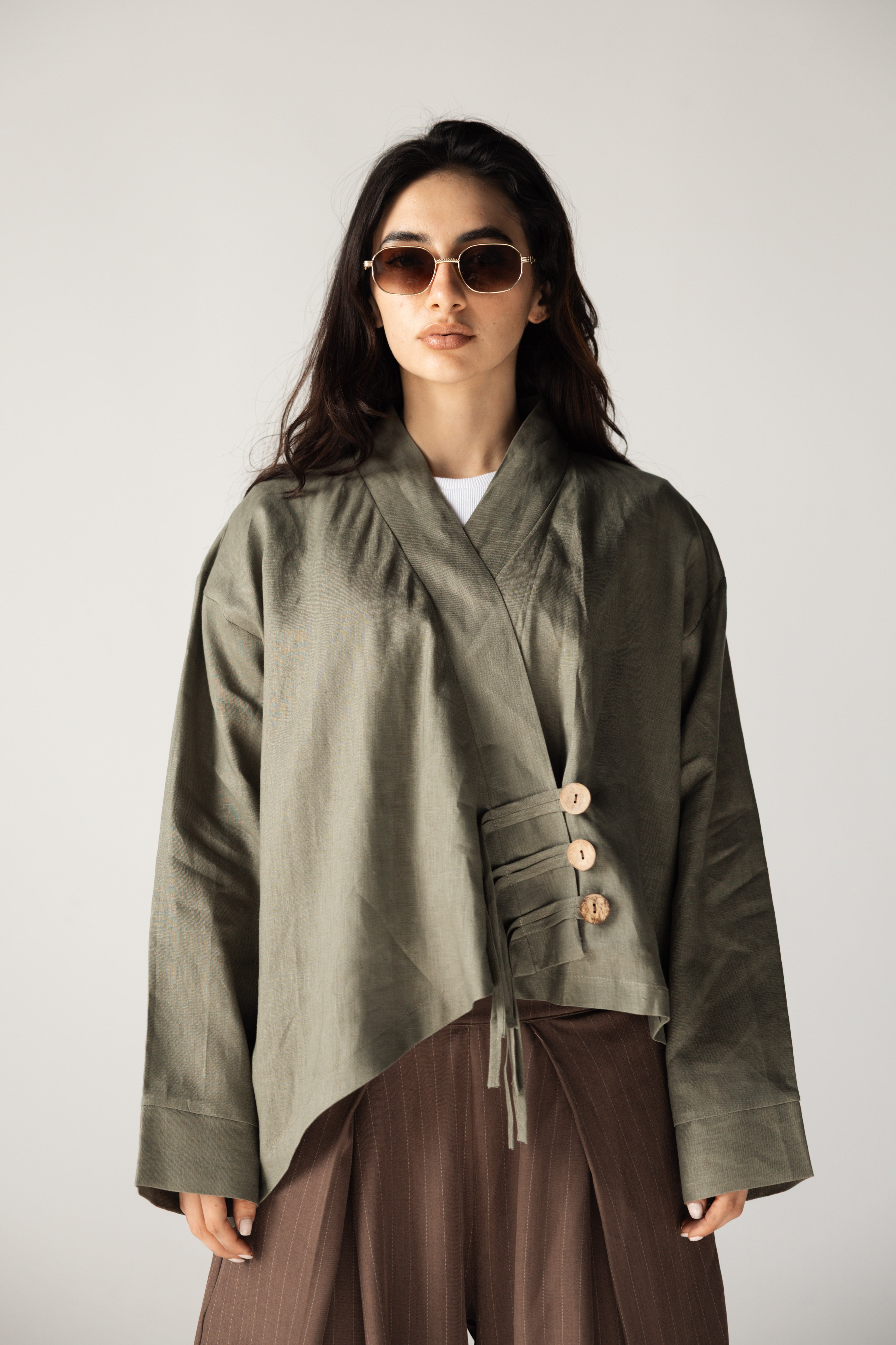 Linen Air Top Olive - AB ESSENTIALS