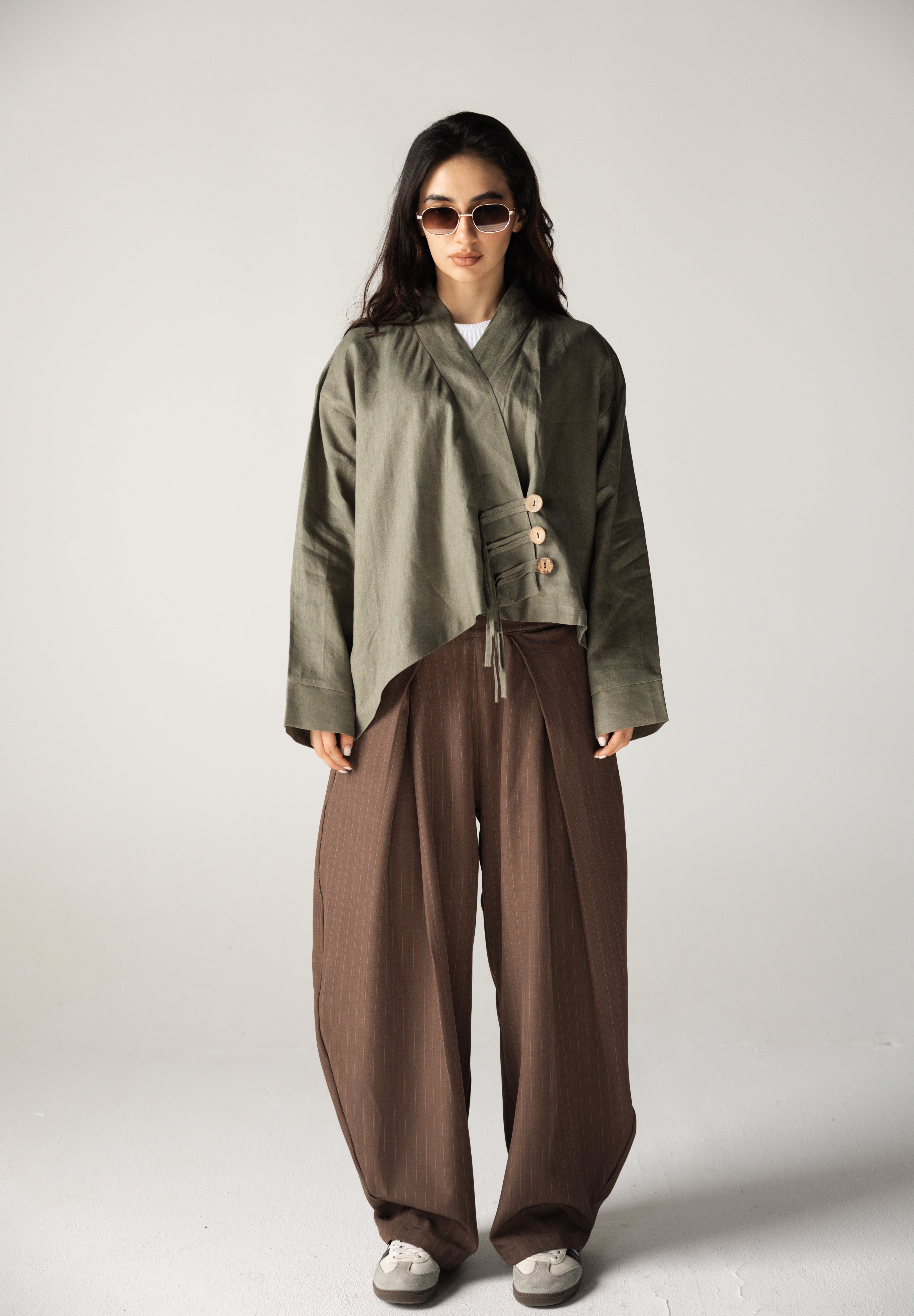 Linen Air Top Olive - AB ESSENTIALS
