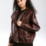 Main Leather Jacket Burgundy - AB ESSENTIALS