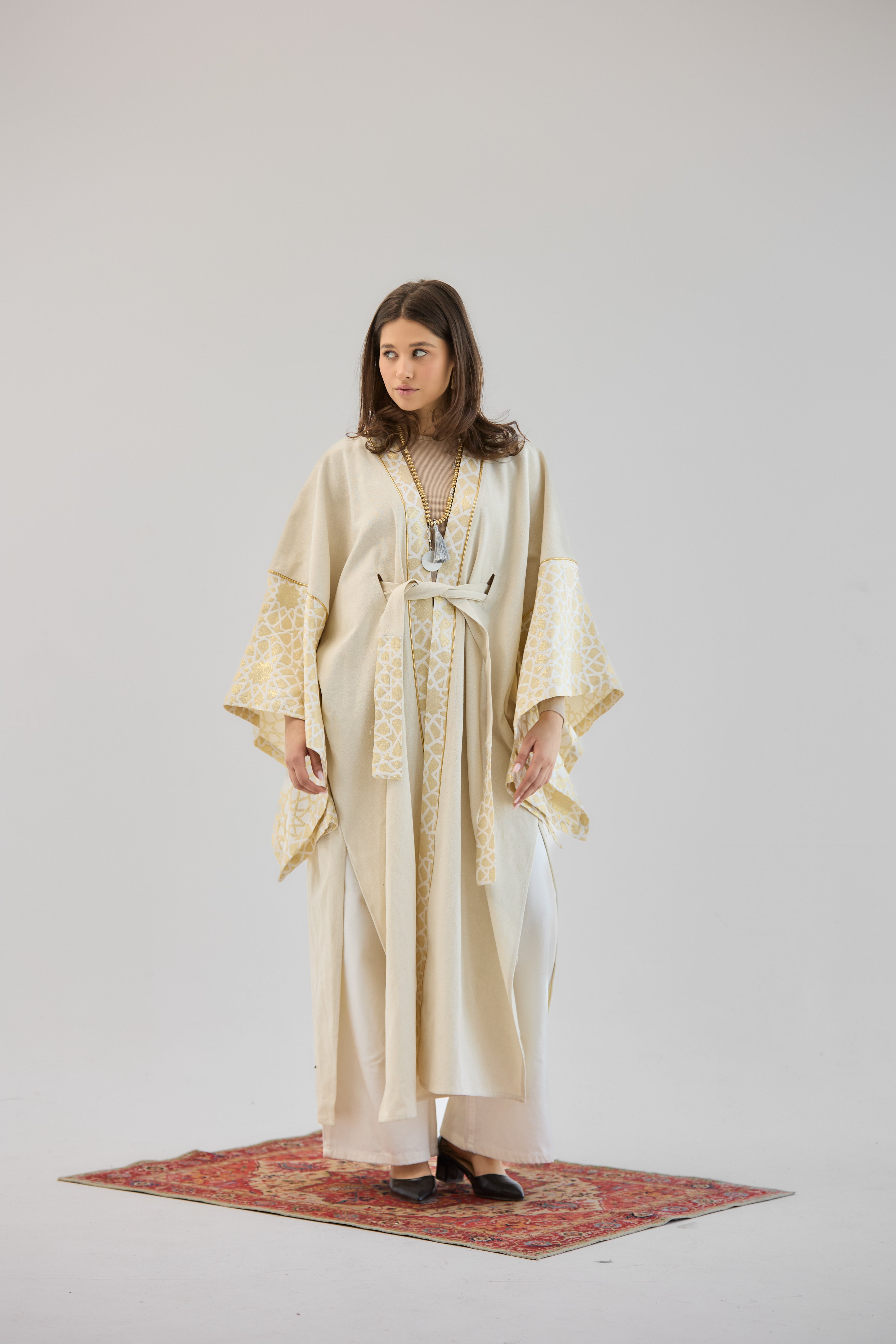 Mashrabeya Beige Kaftan - AB ESSENTIALS