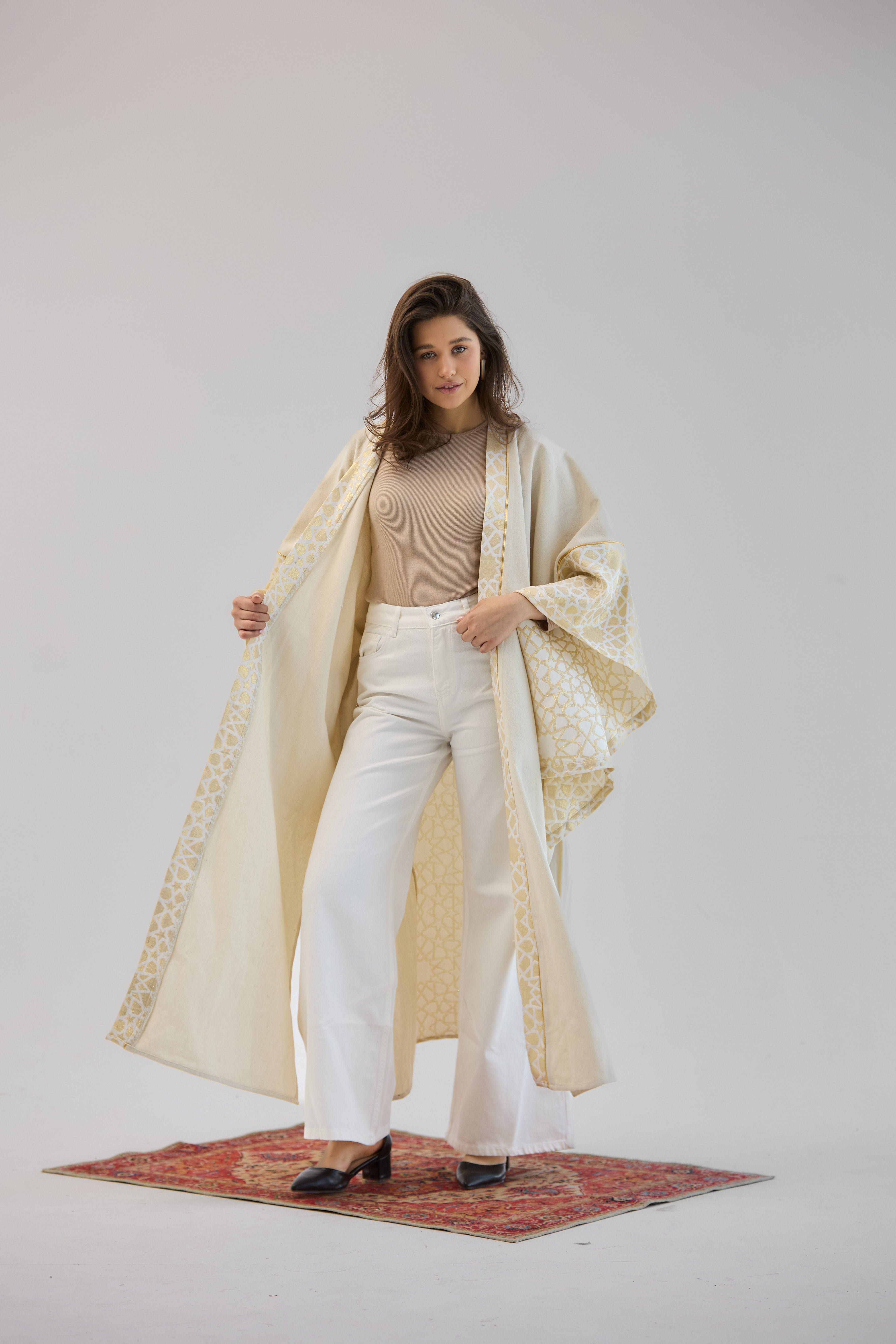 Mashrabeya Beige Kaftan - AB ESSENTIALS