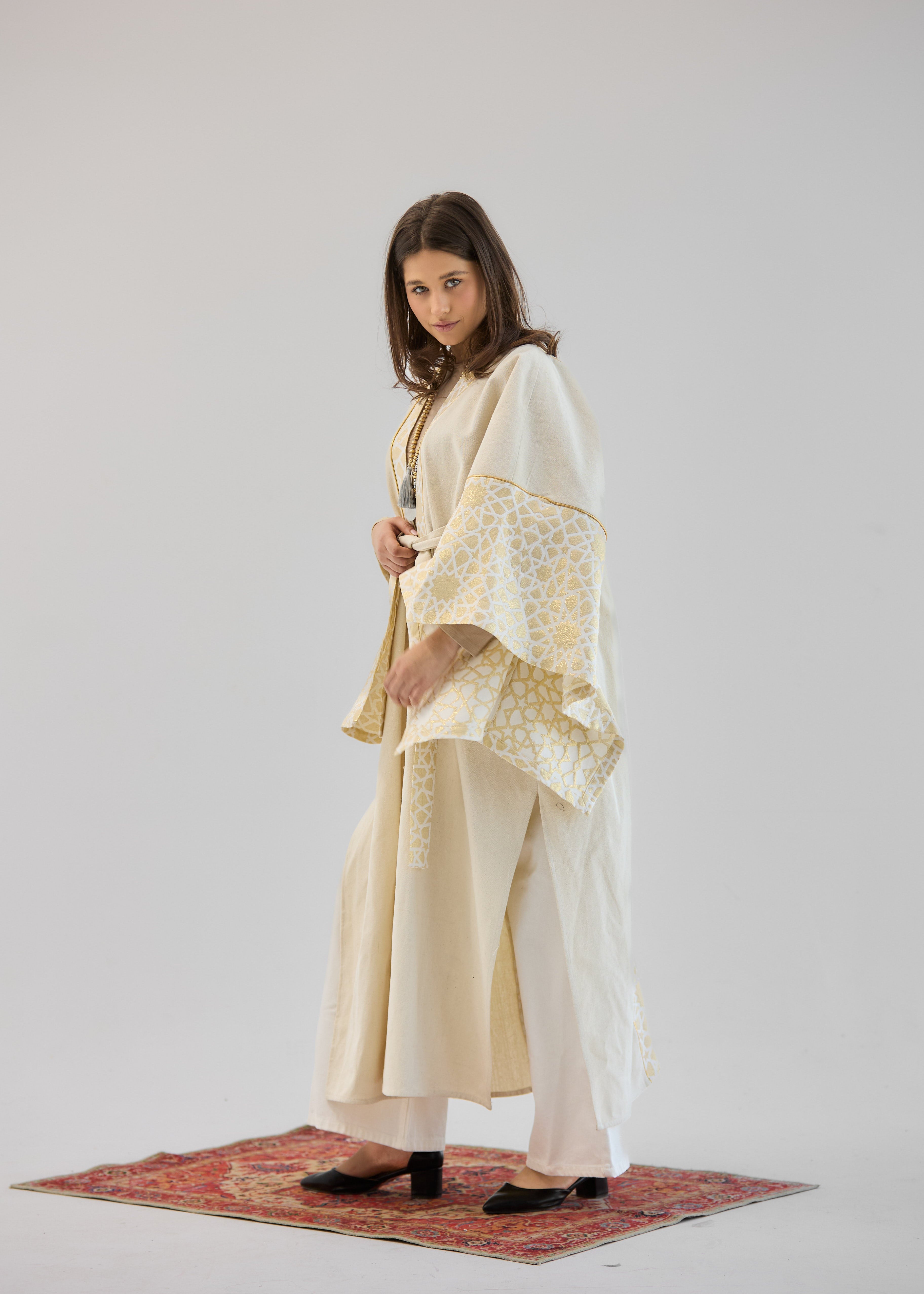 Mashrabeya Beige Kaftan - AB ESSENTIALS