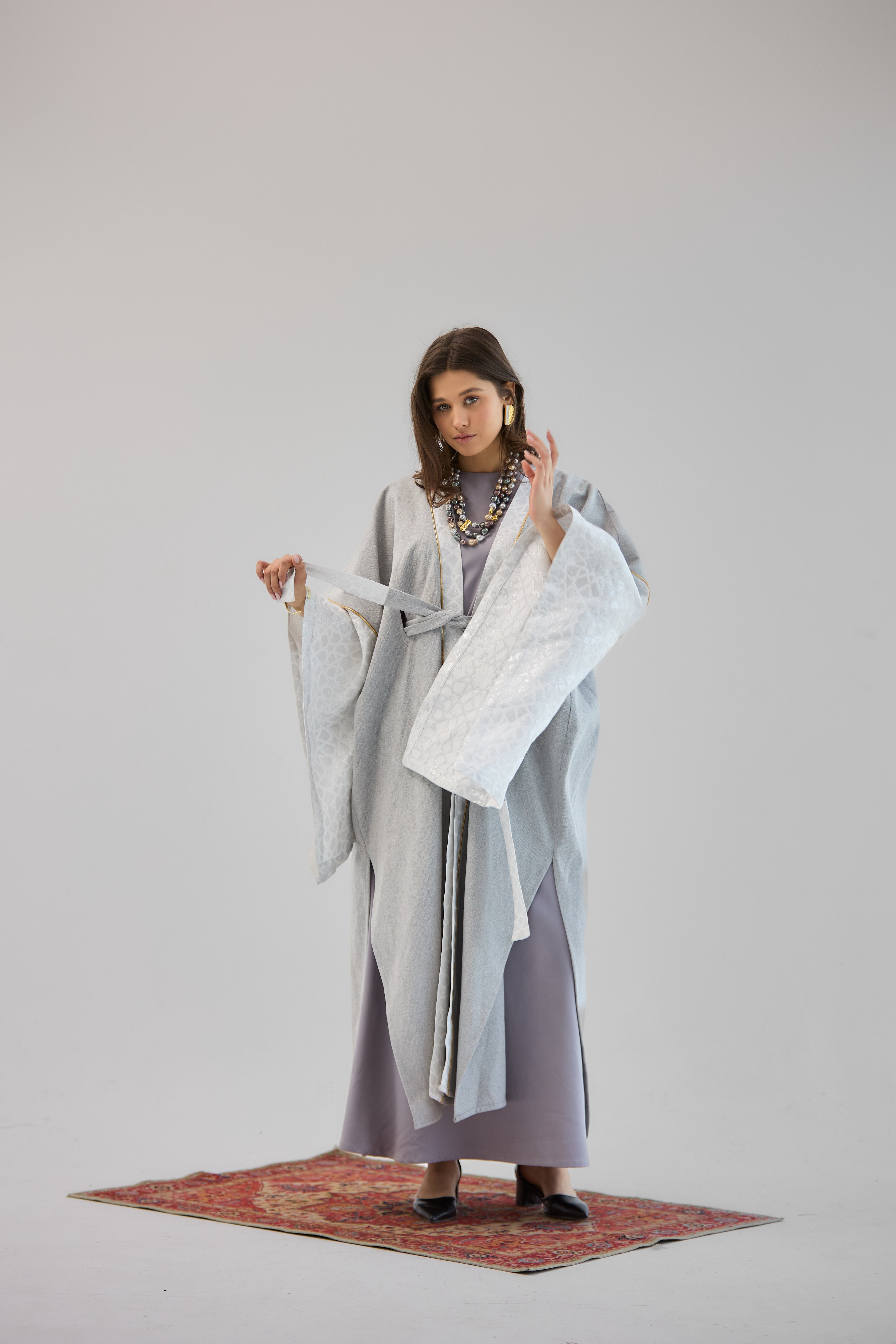 Mashrabeya Silver Kaftan - AB ESSENTIALS