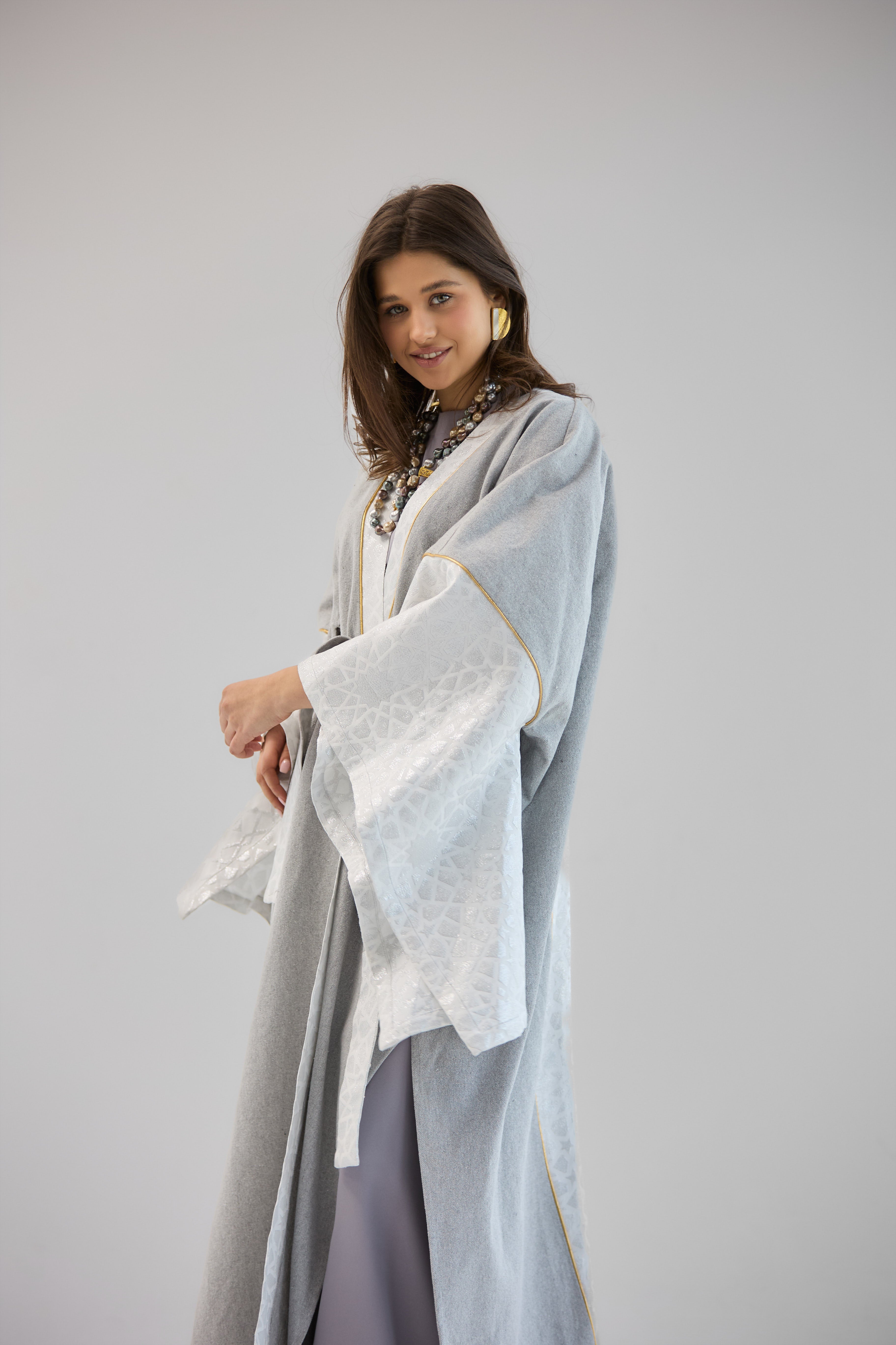 Mashrabeya Silver Kaftan - AB ESSENTIALS