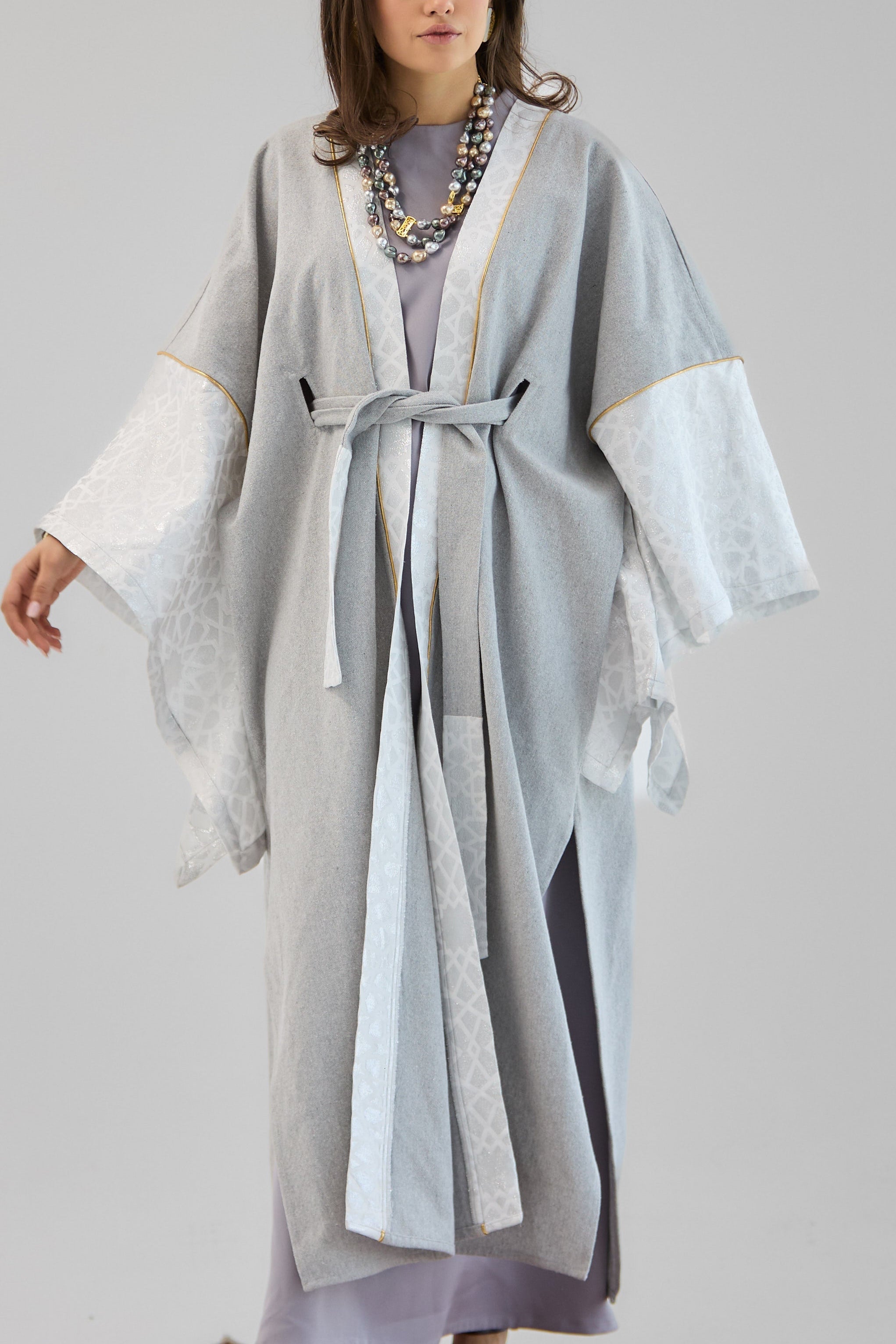 Mashrabeya Silver Kaftan - AB ESSENTIALS