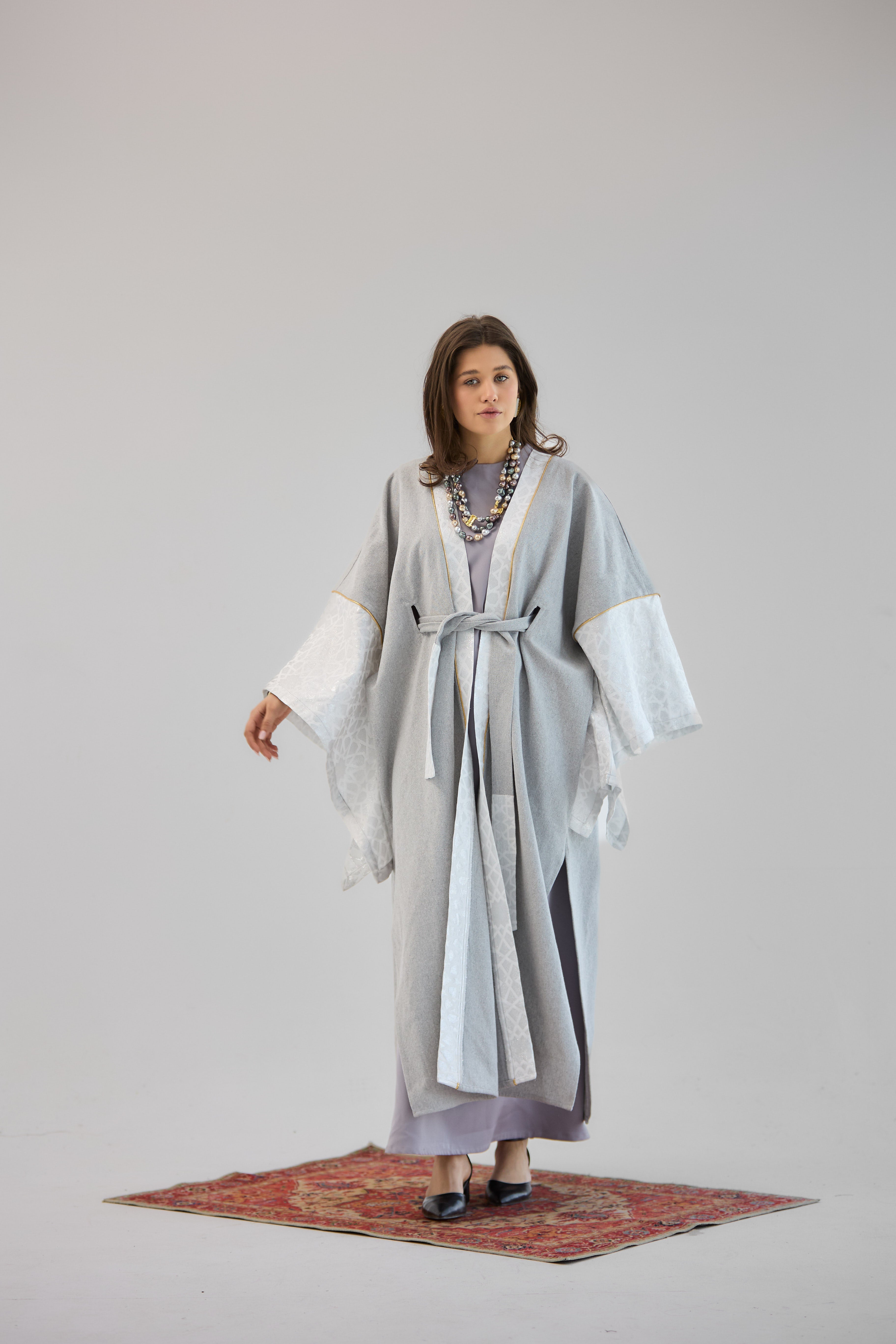 Mashrabeya Silver Kaftan - AB ESSENTIALS