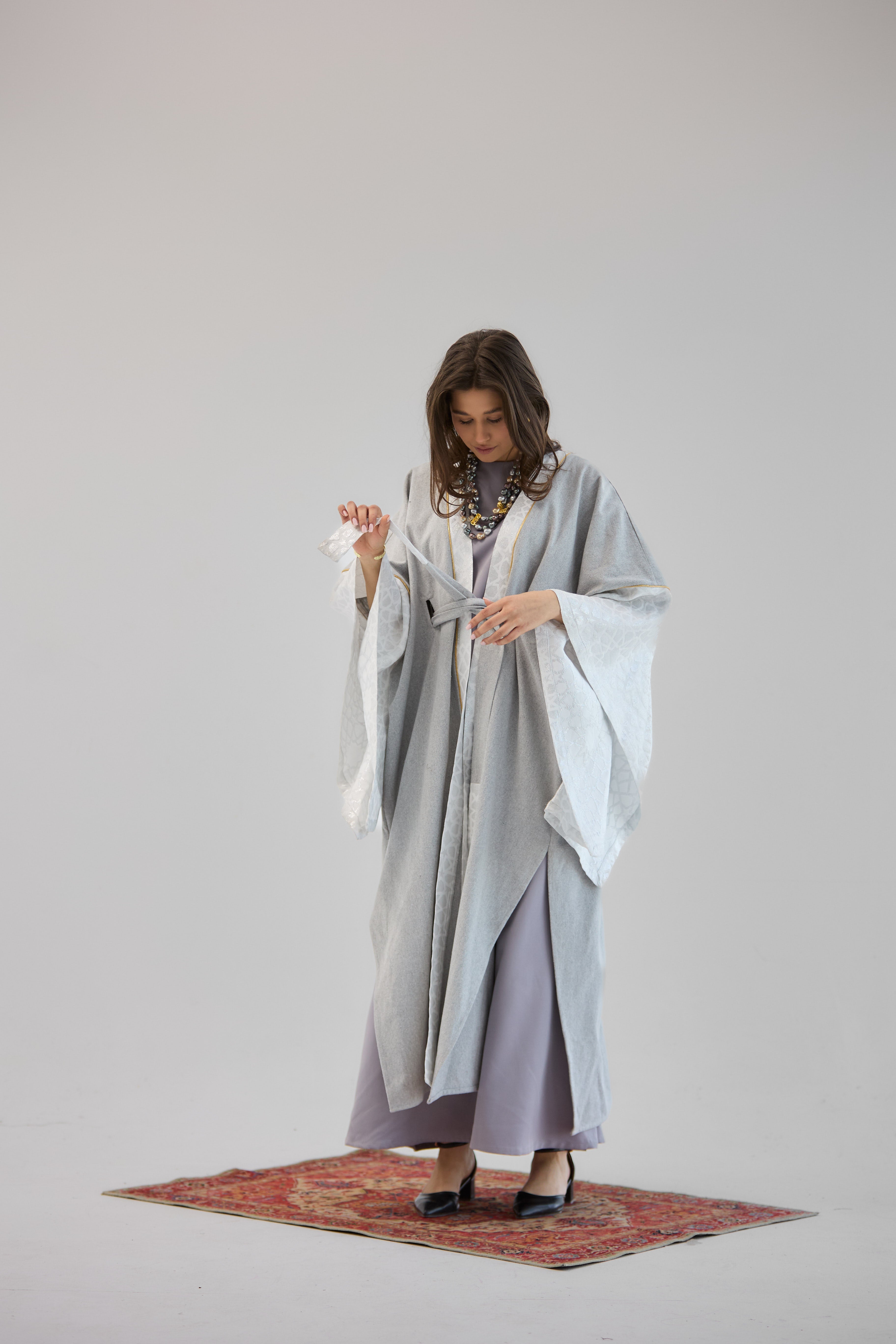 Mashrabeya Silver Kaftan - AB ESSENTIALS