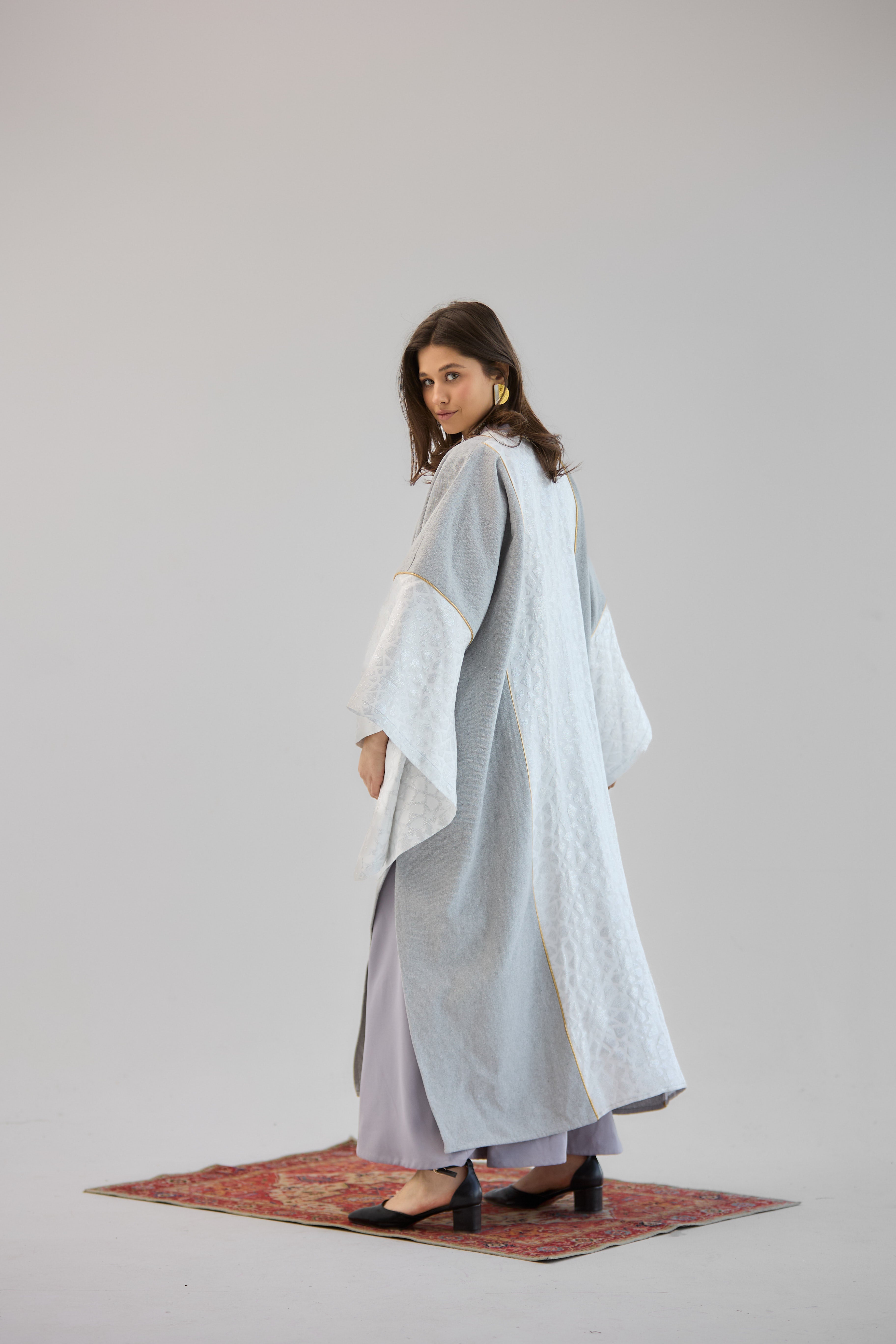 Mashrabeya Silver Kaftan - AB ESSENTIALS
