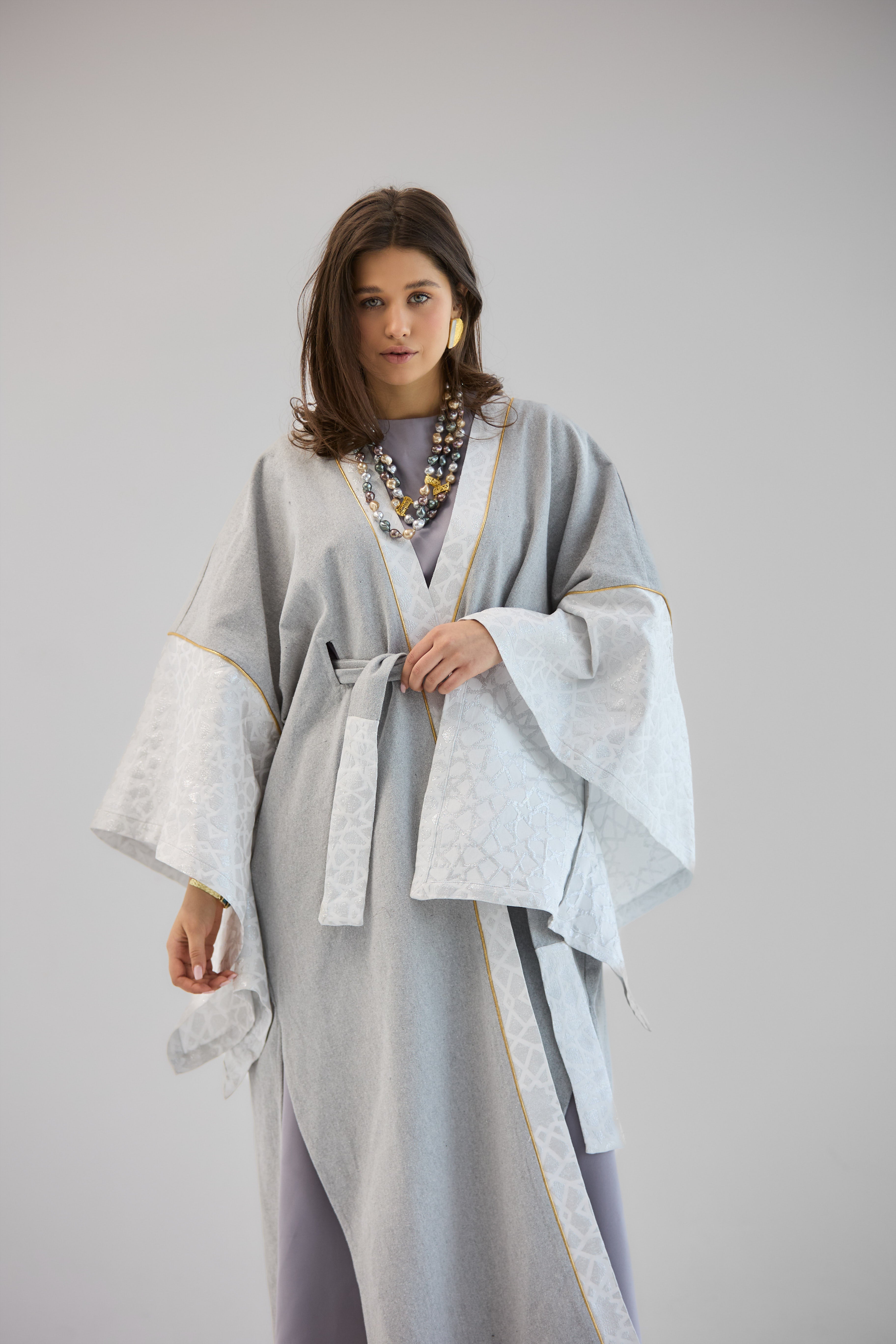 Mashrabeya Silver Kaftan - AB ESSENTIALS