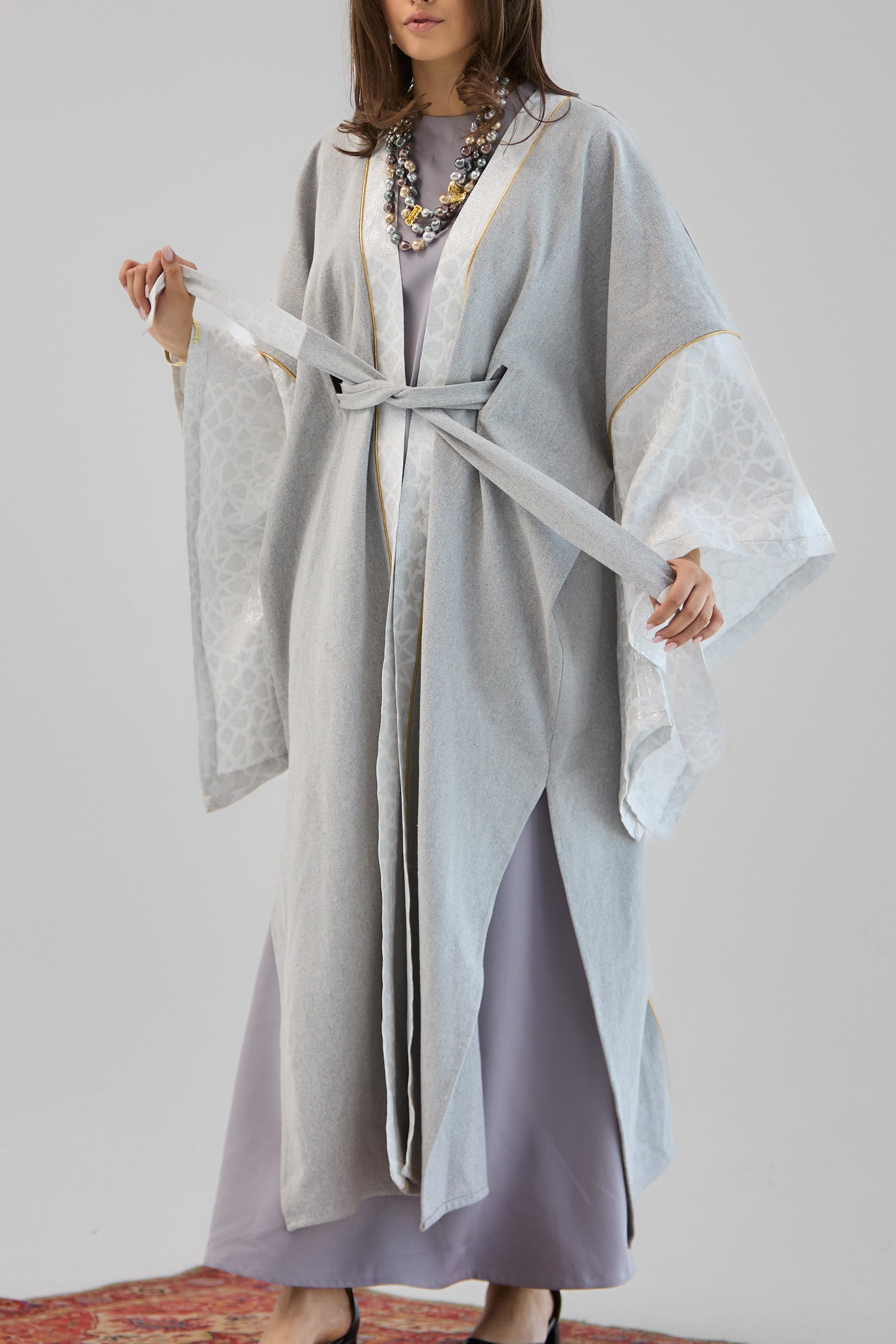 Mashrabeya Silver Kaftan - AB ESSENTIALS